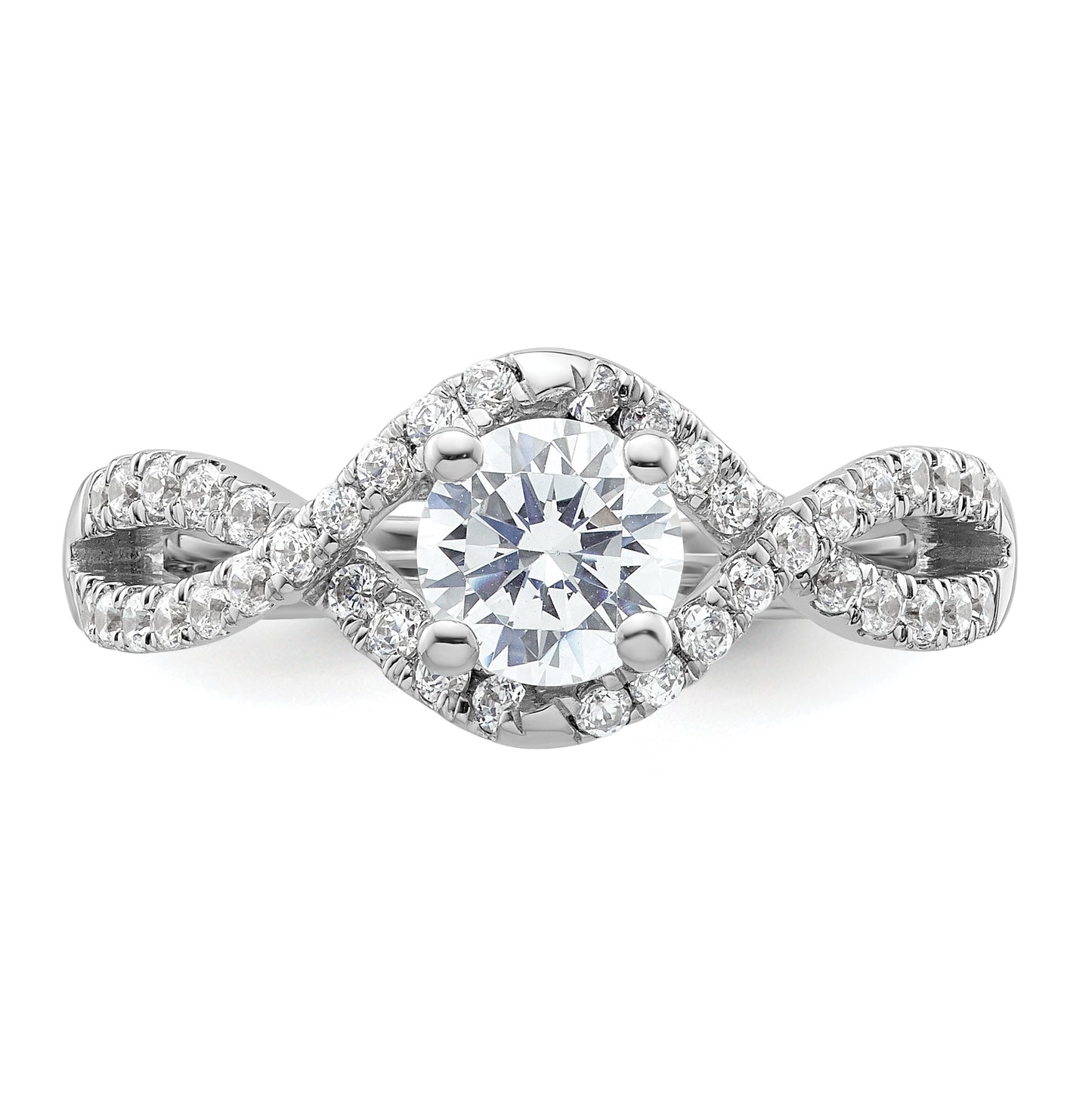 14k White Gold Criss-Cross (Holds 3/4 carat (5.8mm) Round Center) 3.8 carat Diamond Semi-mount Engagement Ring