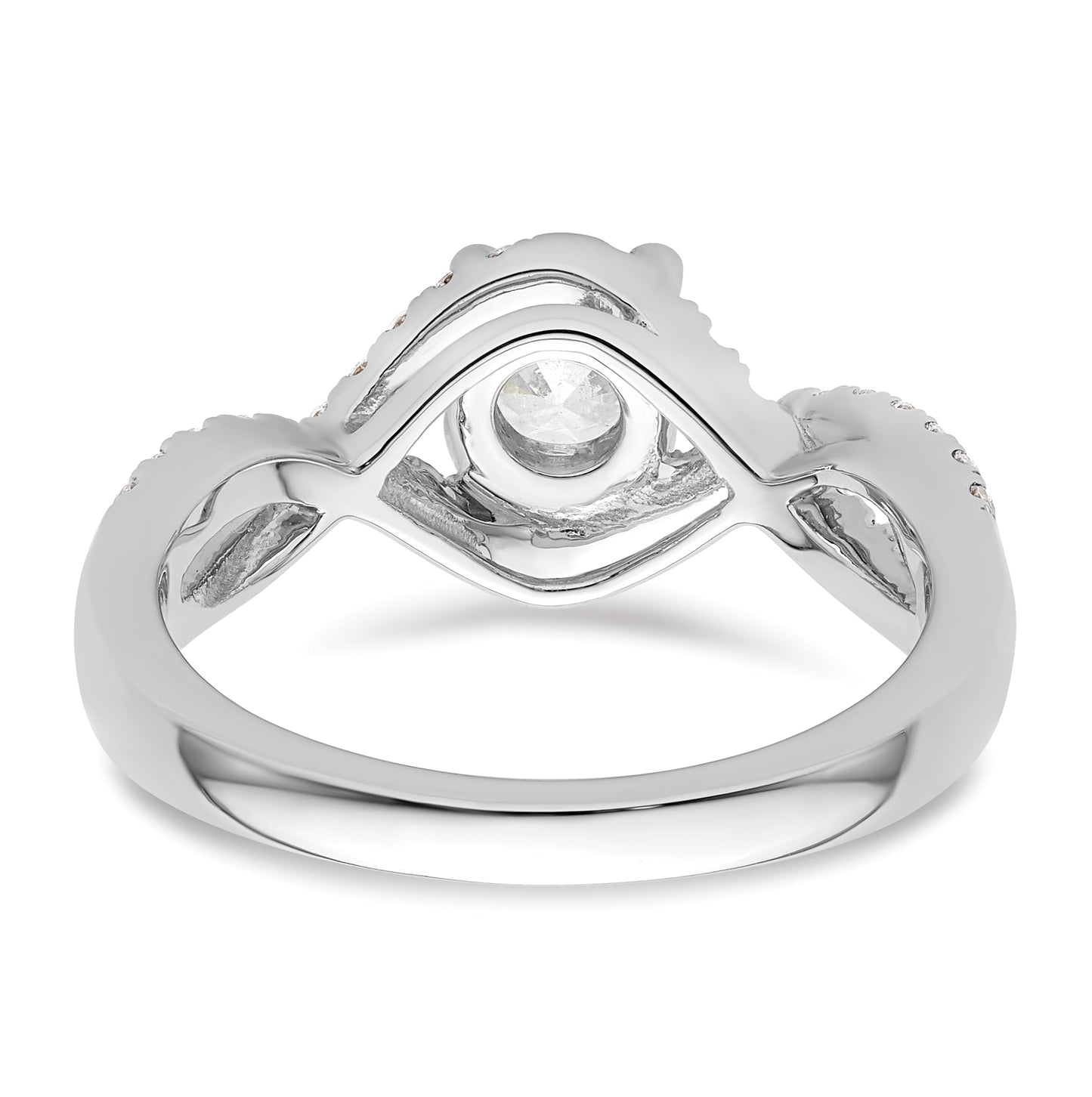 14k White Gold Criss-Cross (Holds 3/4 carat (5.8mm) Round Center) 3.8 carat Diamond Semi-mount Engagement Ring