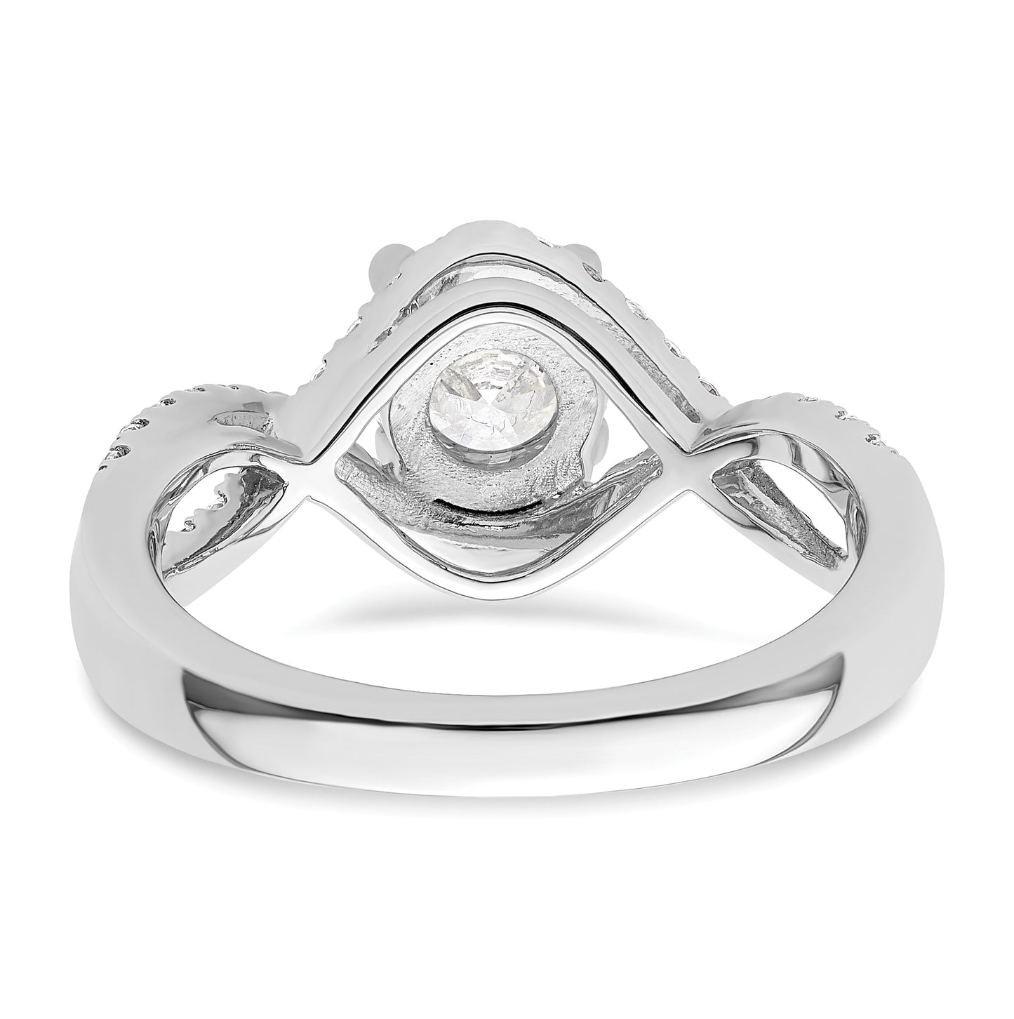 14k White Gold Criss-Cross (Holds 1 ct (6.5mm) Round Center) 3/8 ct Diamond Semi-mount Engagement Ring