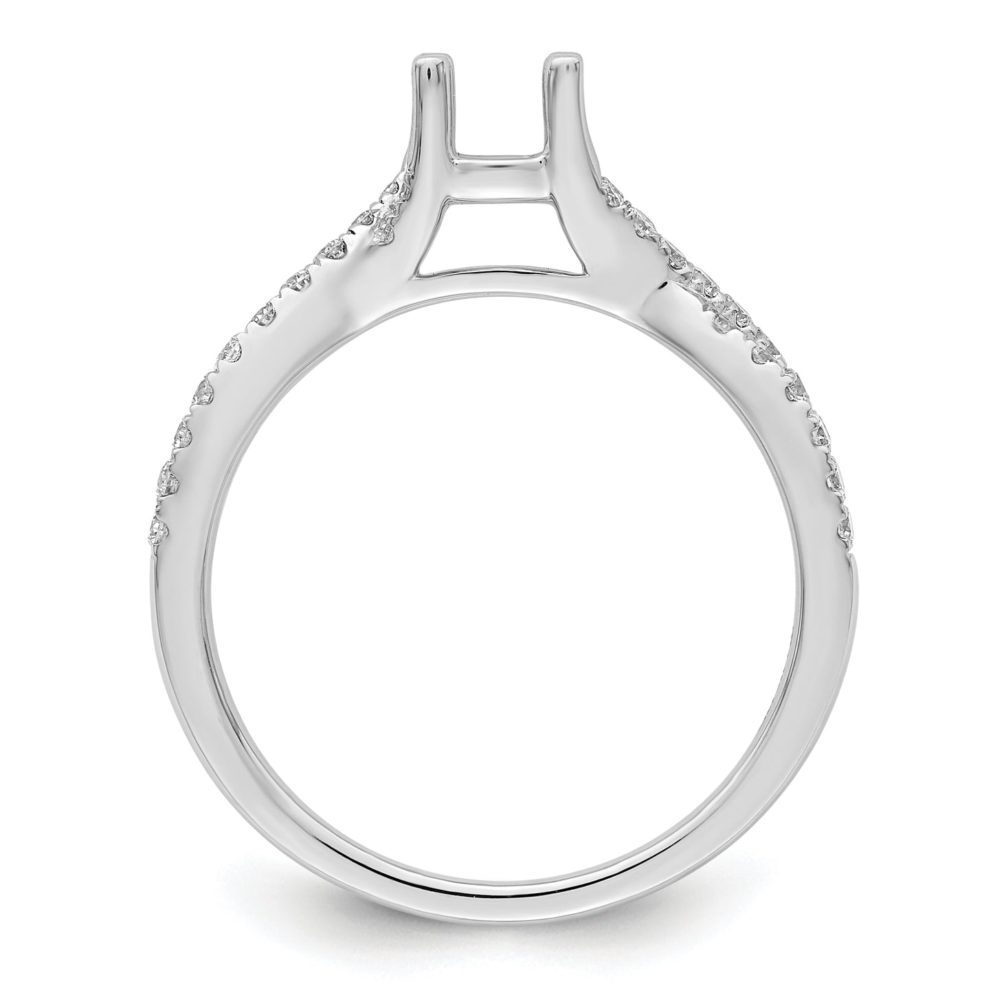 14k White Gold Criss-Cross (Holds 1/2 carat (5.2 mm) Round Center) 1/3 carat Diamond Semi-mount Engagement Ring
