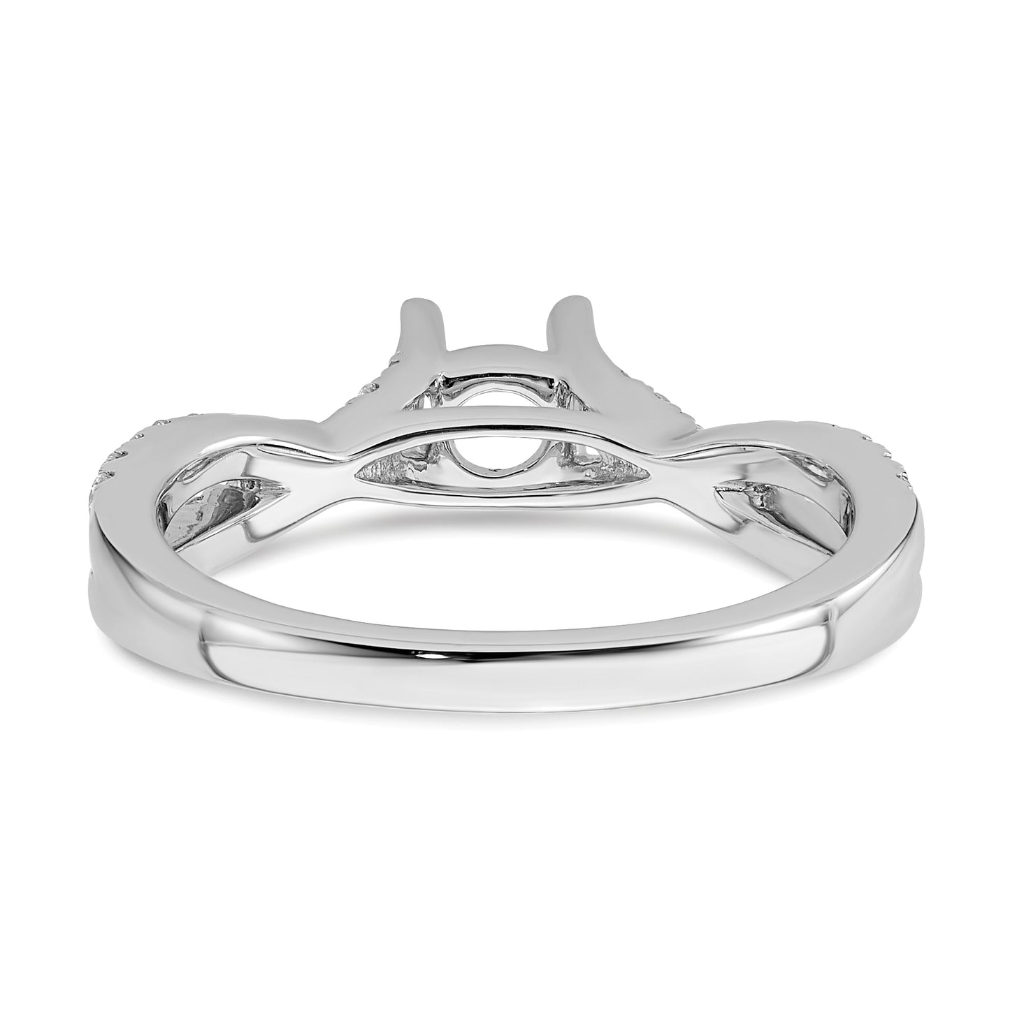 14k White Gold Criss-Cross (Holds 1/2 carat (5.2 mm) Round Center) 1/3 carat Diamond Semi-mount Engagement Ring