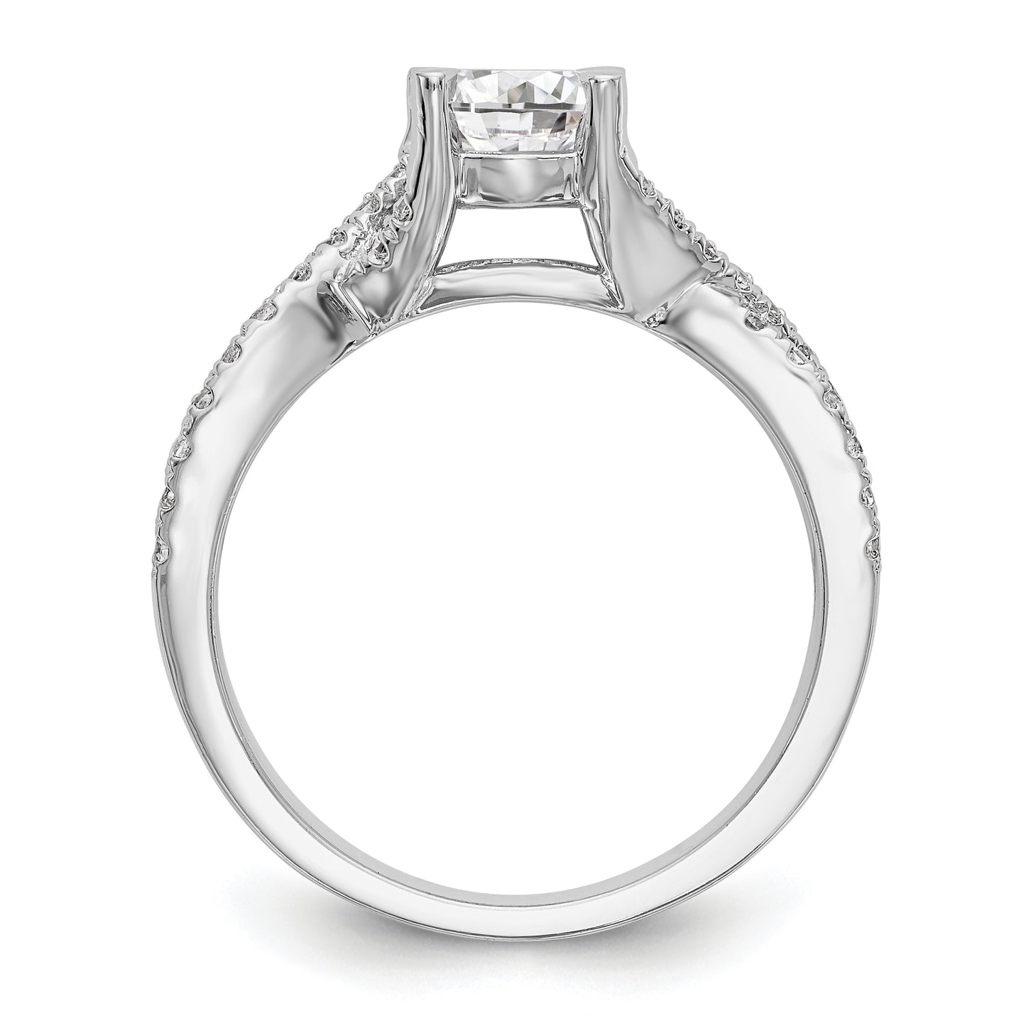 14k White Gold Criss-Cross (Holds 3/4 carat (5.8mm) Round Center) 3/8 carat Diamond Semi-mount Engagement Ring