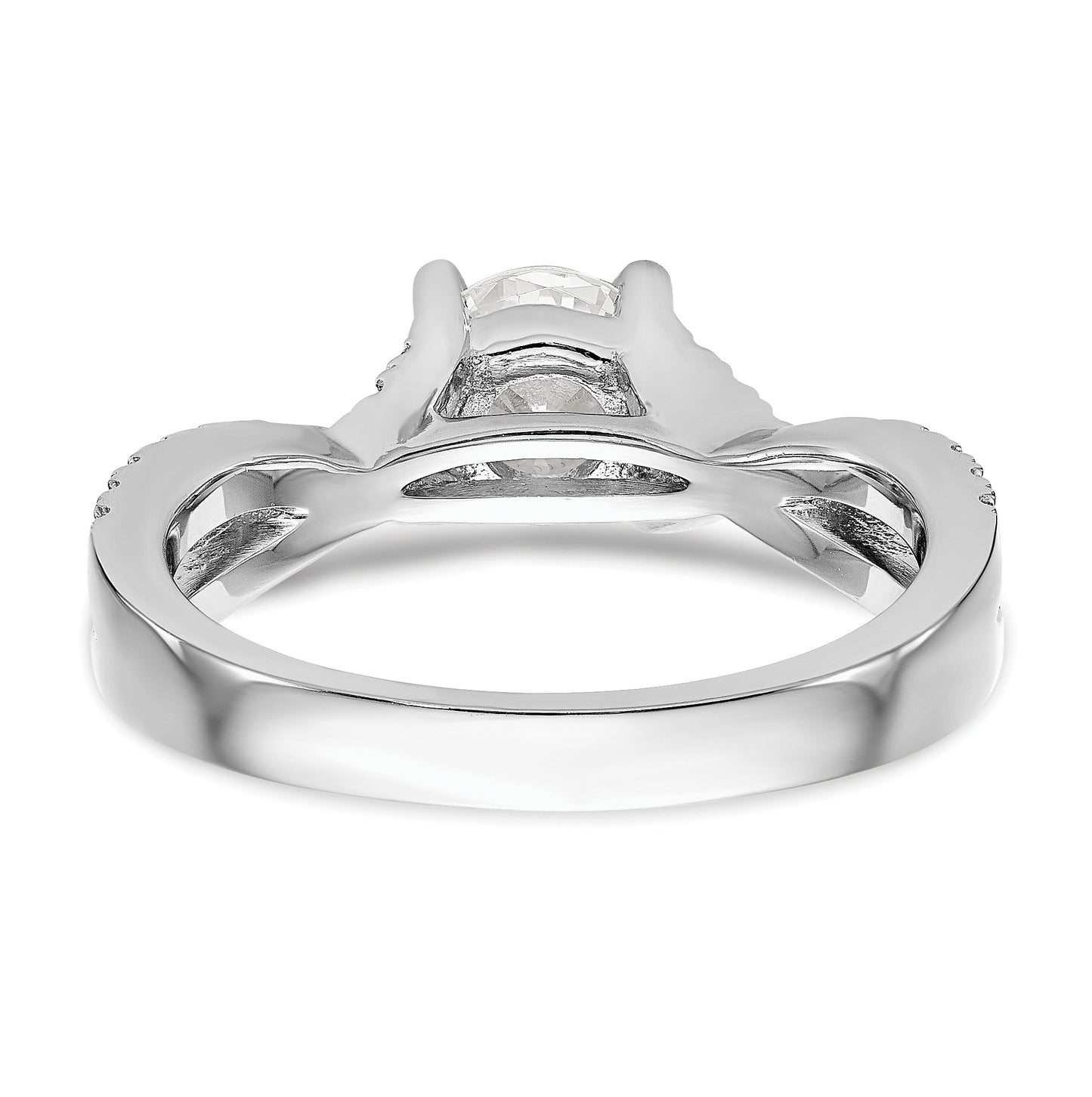 14k White Gold Criss-Cross (Holds 3/4 carat (5.8mm) Round Center) 3/8 carat Diamond Semi-mount Engagement Ring