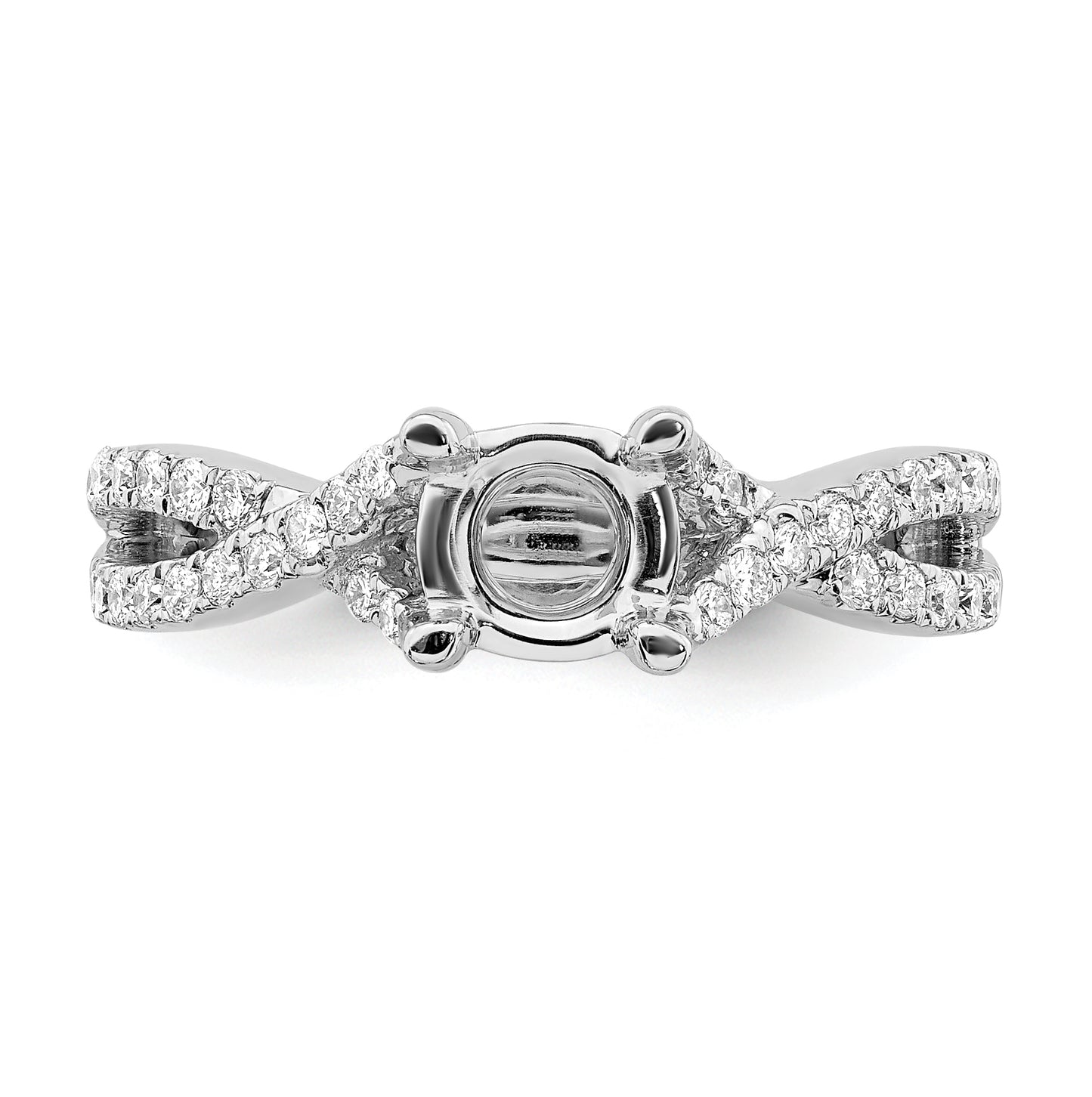True Origin 14K White Gold 3/8 carat Lab Grown Diamond VS/SI D E F Semi Mount Round By-Pass Engagement Ring