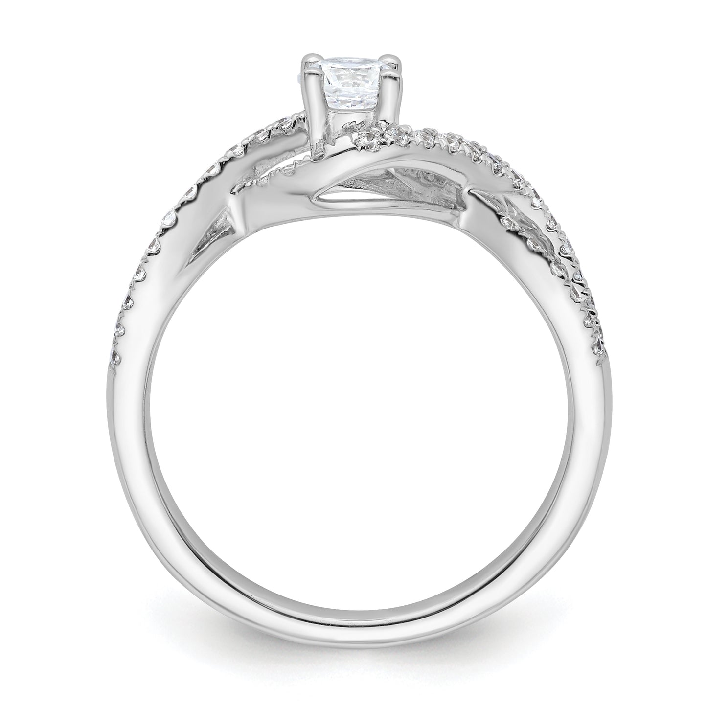 14k White Gold Criss-Cross (Holds 3/4 carat (5.8mm) Round Center) 1/3 carat Diamond Semi-mount Engagement Ring