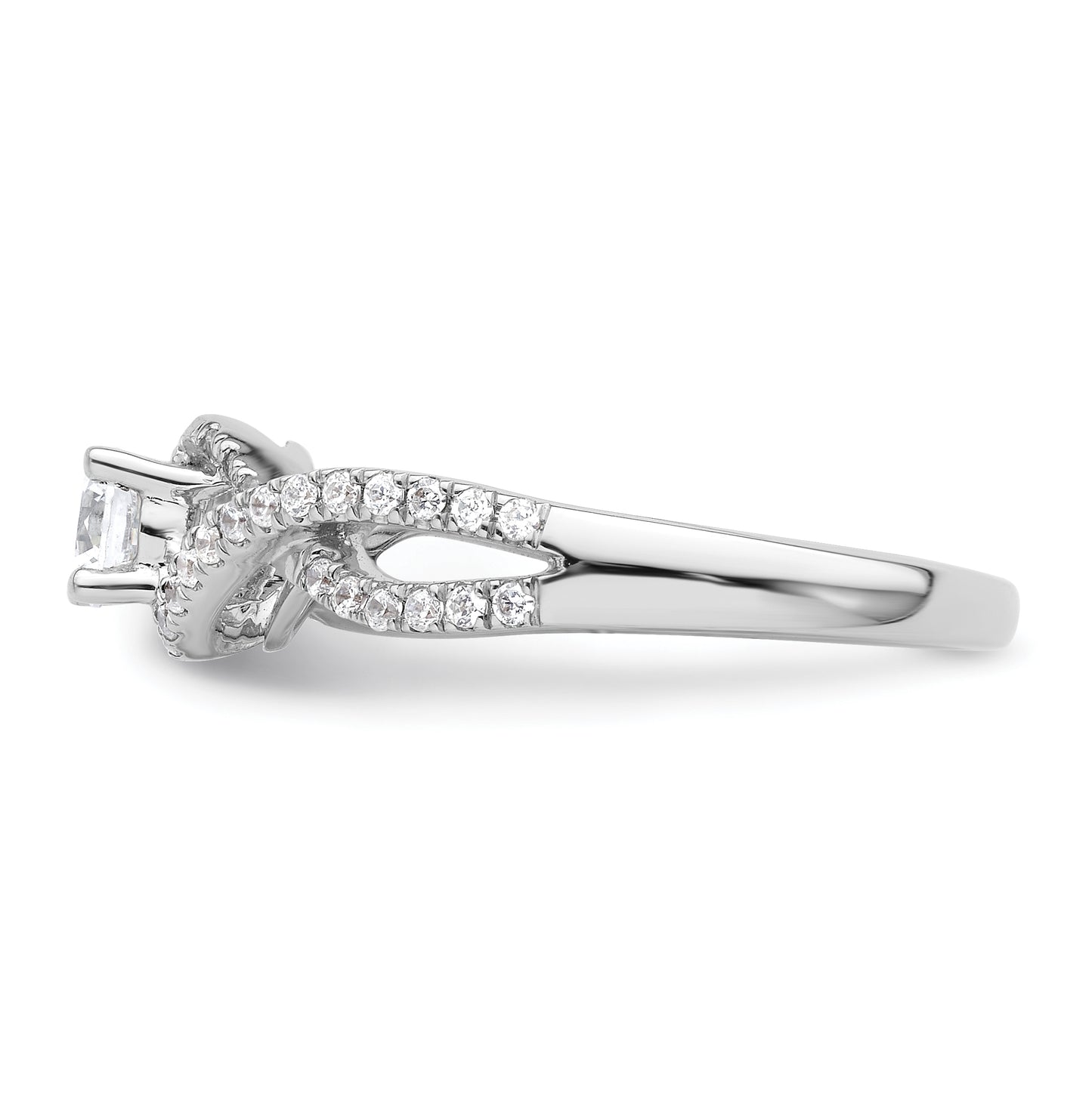 14k White Gold Criss-Cross (Holds 3/4 carat (5.8mm) Round Center) 1/3 carat Diamond Semi-mount Engagement Ring