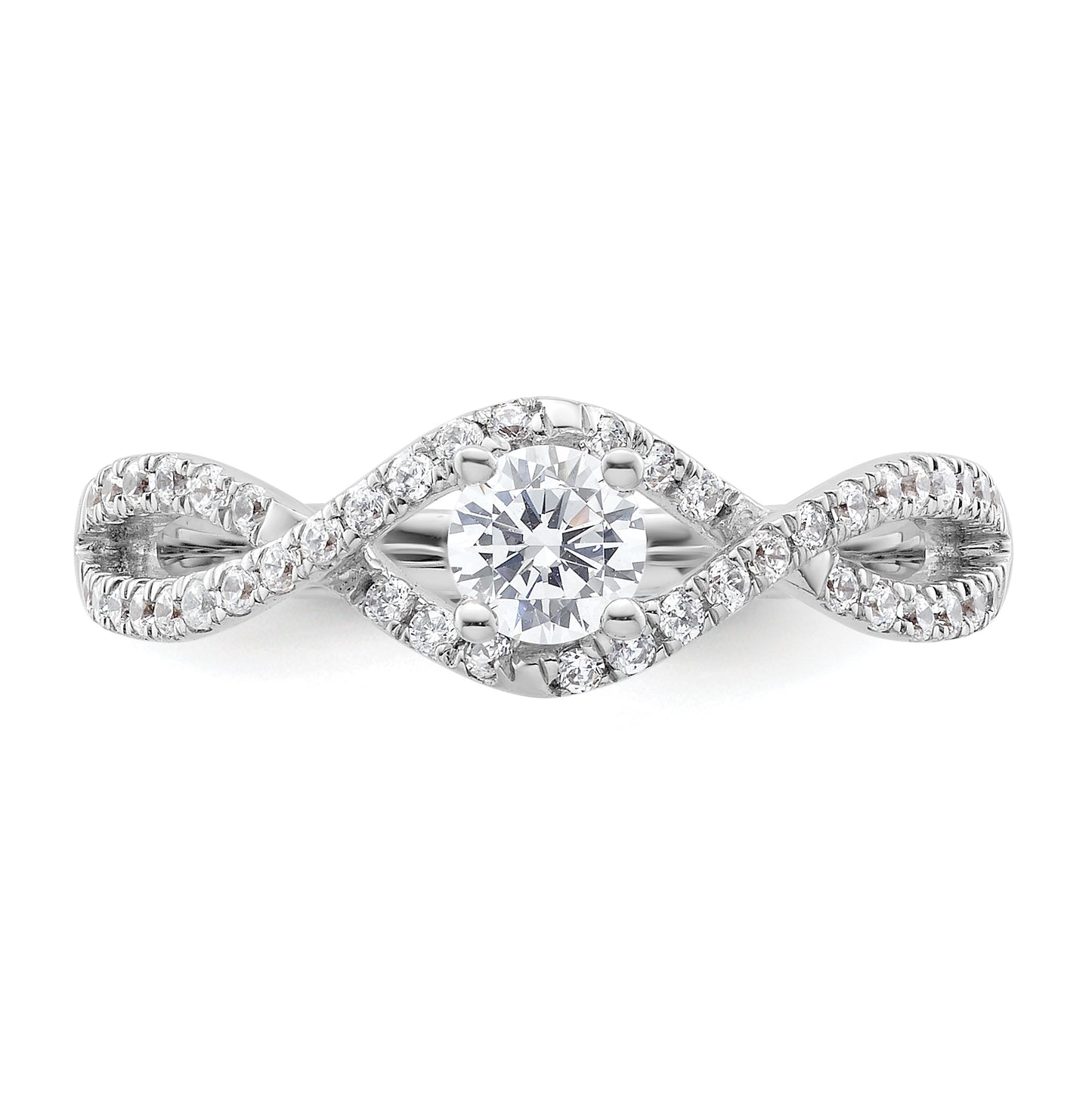 14k White Gold Criss-Cross (Holds 3/4 carat (5.8mm) Round Center) 1/3 carat Diamond Semi-mount Engagement Ring