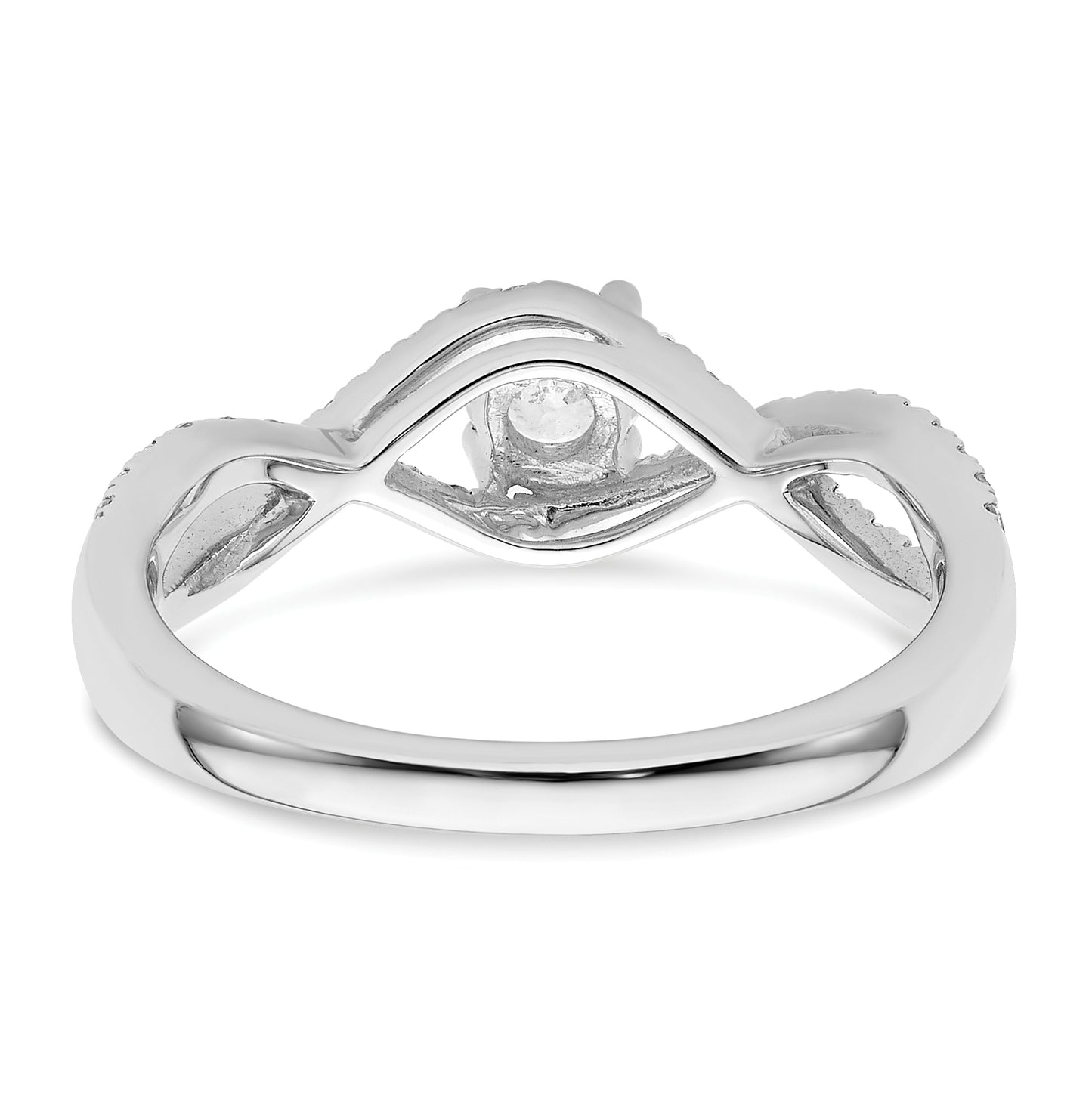 14k White Gold Criss-Cross (Holds 3/4 carat (5.8mm) Round Center) 1/3 carat Diamond Semi-mount Engagement Ring