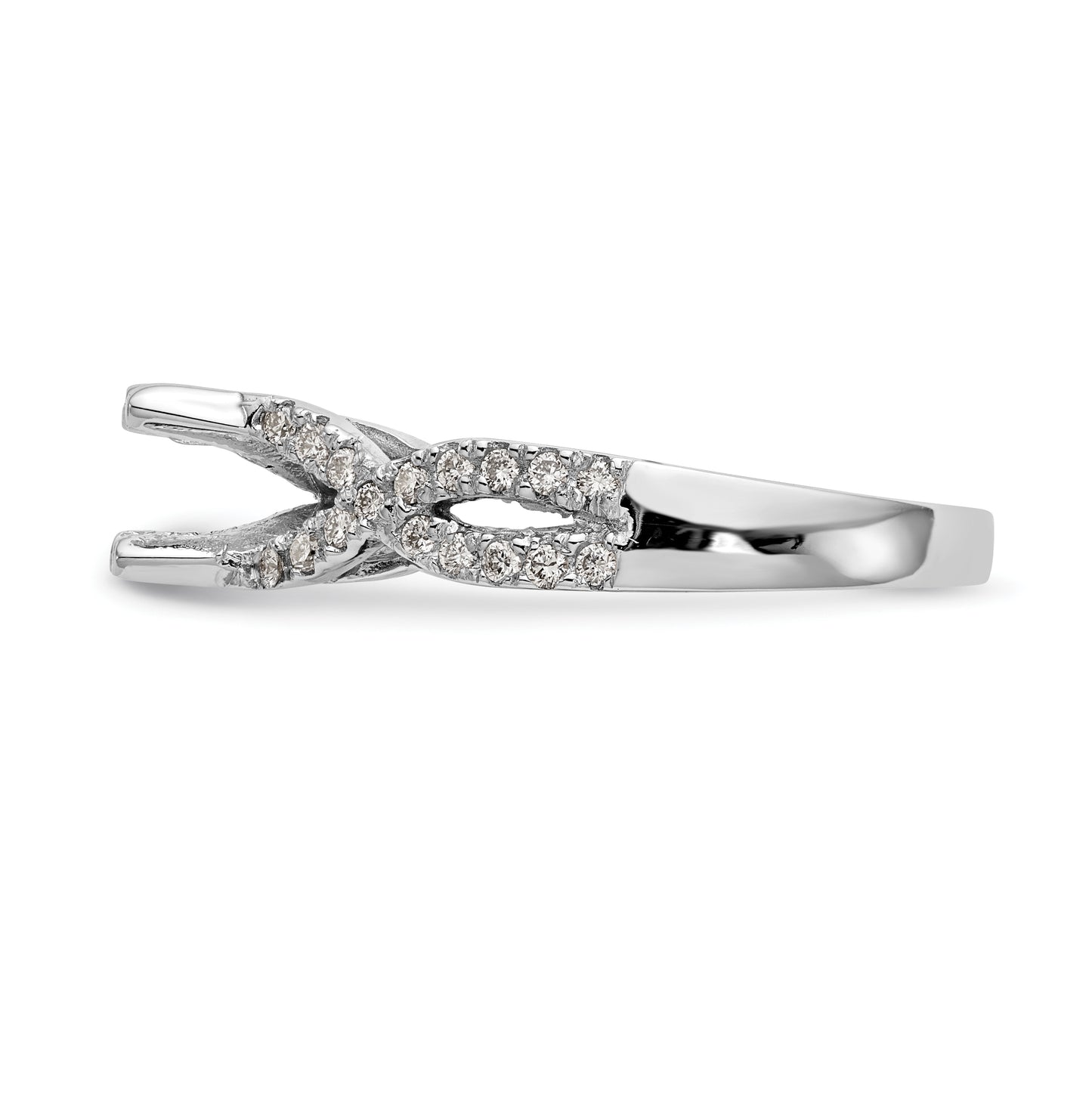 14k White Gold Criss-Cross (Holds 1ct (6.5mm) Round Center) 3/8ct Diamond Semi-mount Engagement Ring