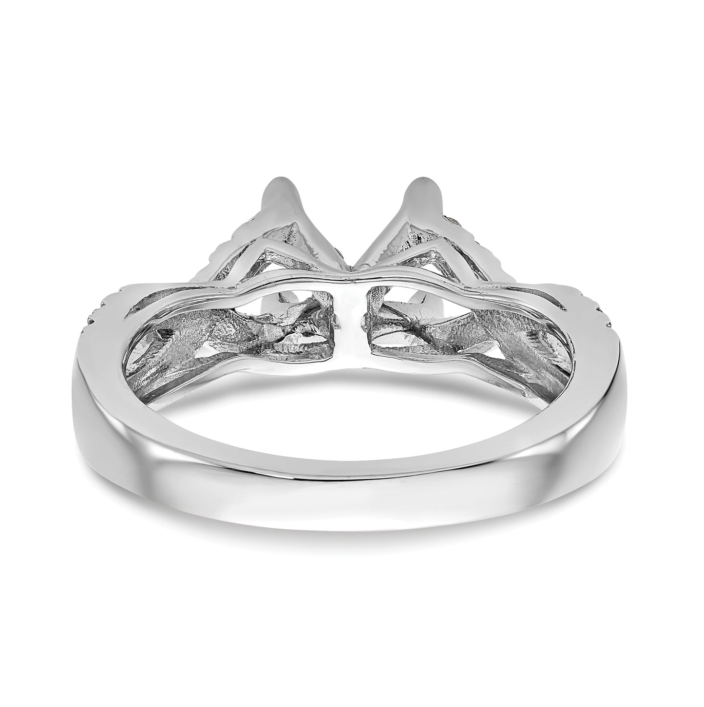 14k White Gold Criss-Cross (Holds 1ct (6.5mm) Round Center) 3/8ct Diamond Semi-mount Engagement Ring