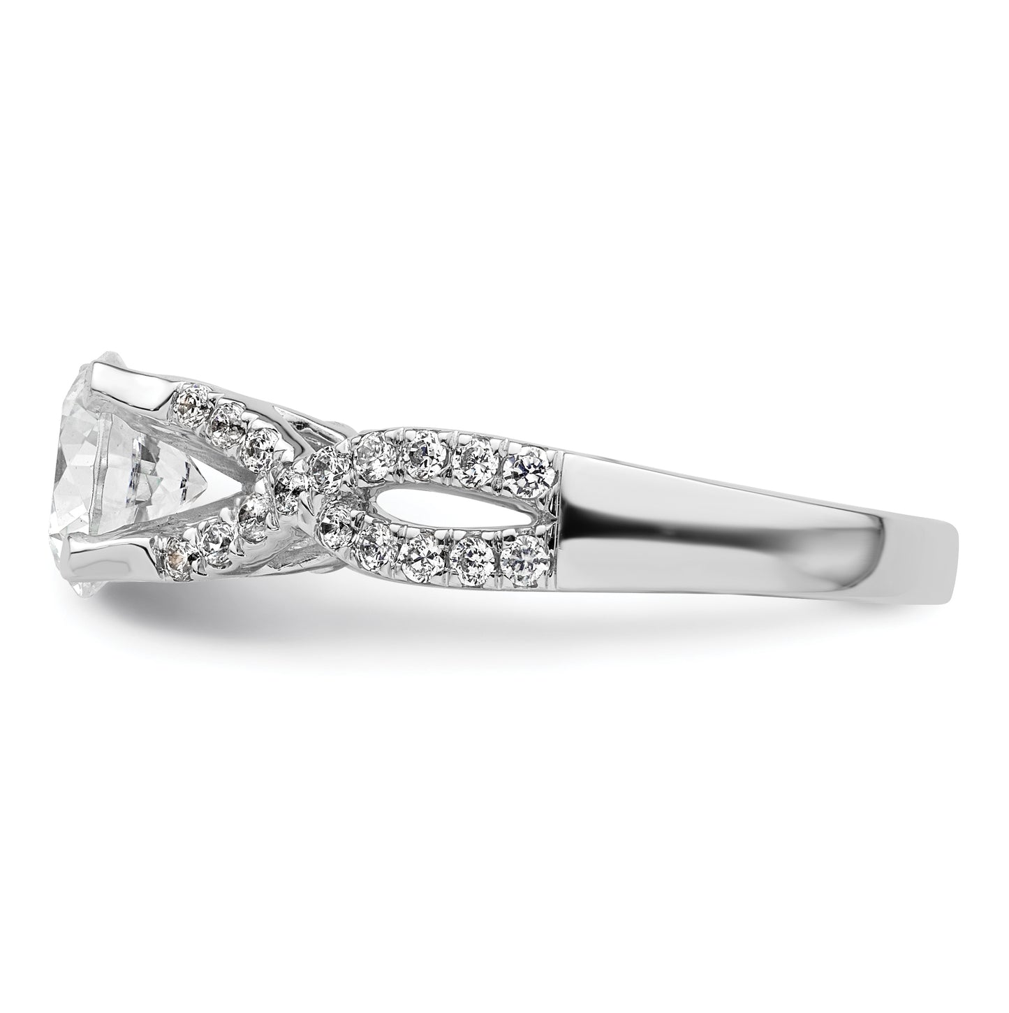 14k White Gold Criss-Cross (Holds 1.5 carat (7.5mm) Round Center) 1/2 carat Diamond Semi-mount Engagement Ring