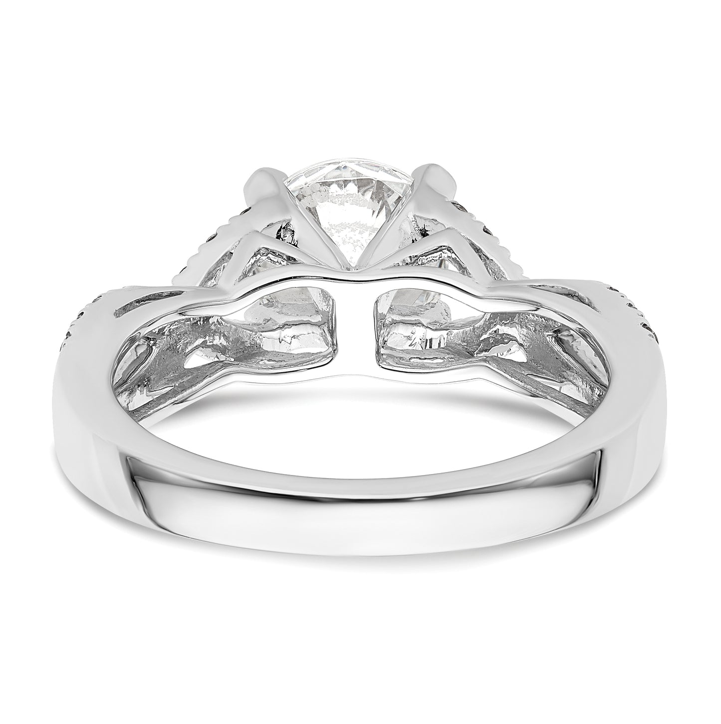 14k White Gold Criss-Cross (Holds 1.5 carat (7.5mm) Round Center) 1/2 carat Diamond Semi-mount Engagement Ring