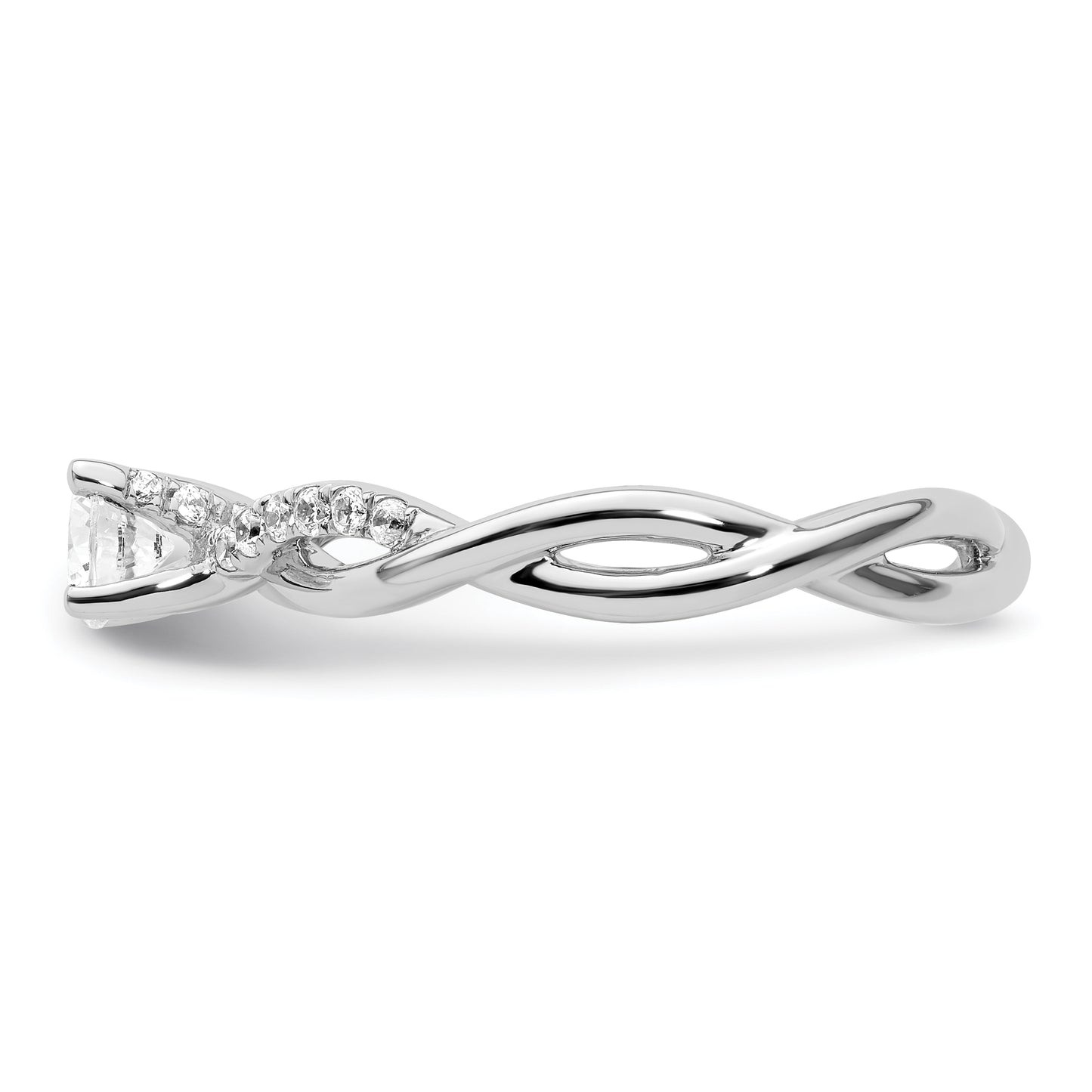 14k White Gold Criss-Cross (Holds 1/3 carat (4.5mm) Round Center) 1/8 carat Diamond Semi-mount Engagement Ring