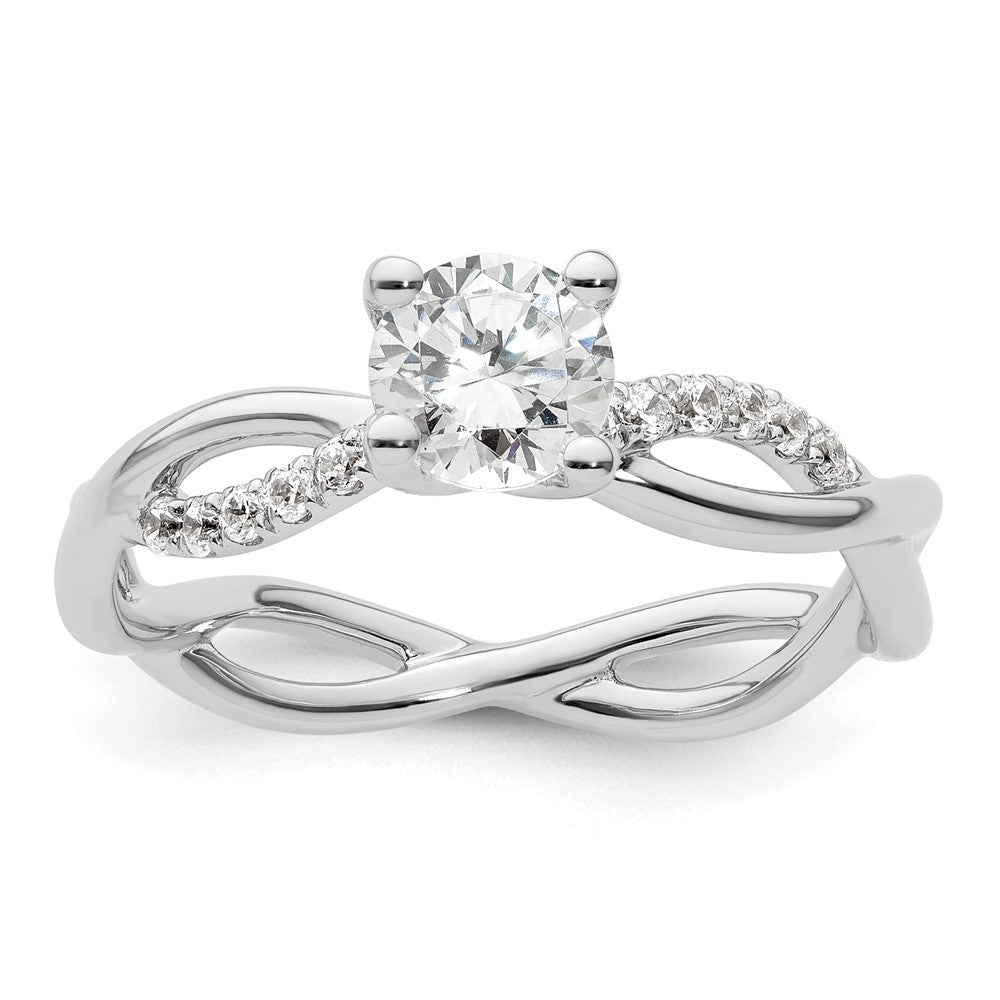 14k White Gold Criss-Cross (Holds 3/4 carat (5.8mm) Round Center) 1/5 carat Diamond Semi-mount Engagement Ring