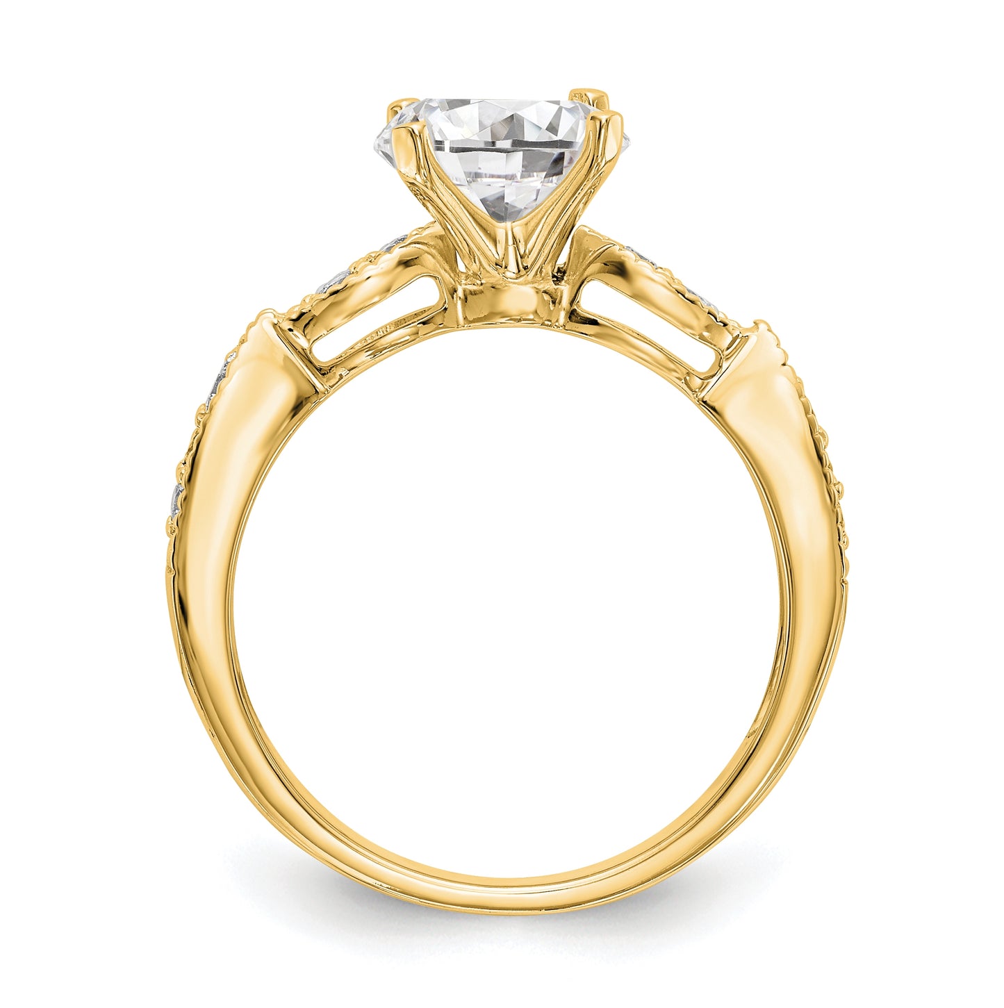 14k Yellow Gold Diamond Round Semi-mount Criss-Cross Engagement Ring