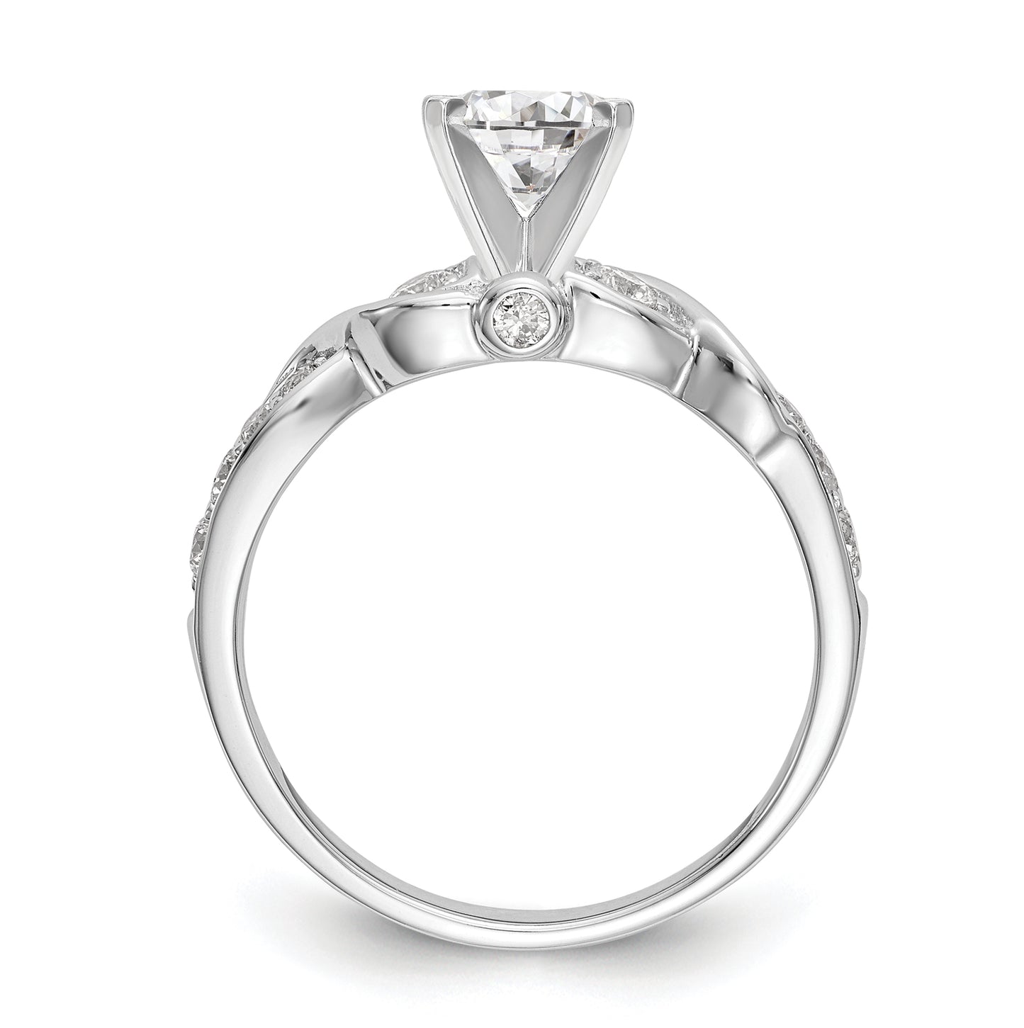 14k White Gold Criss-Cross Peg-Set 3/8 carat Diamond Semi-mount Engagement Ring