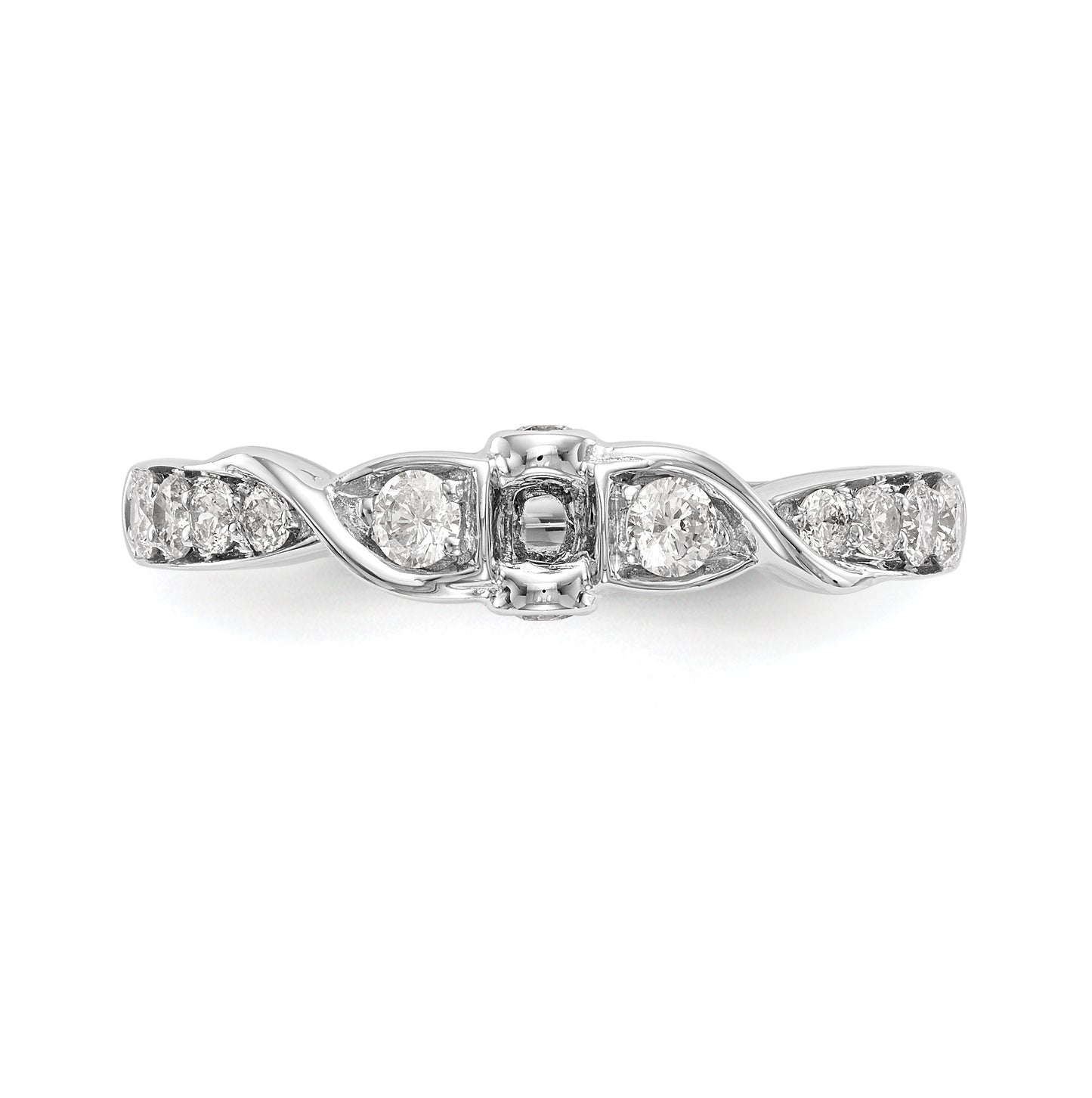 14k White Gold Criss-Cross Peg-Set 3/8 carat Diamond Semi-mount Engagement Ring