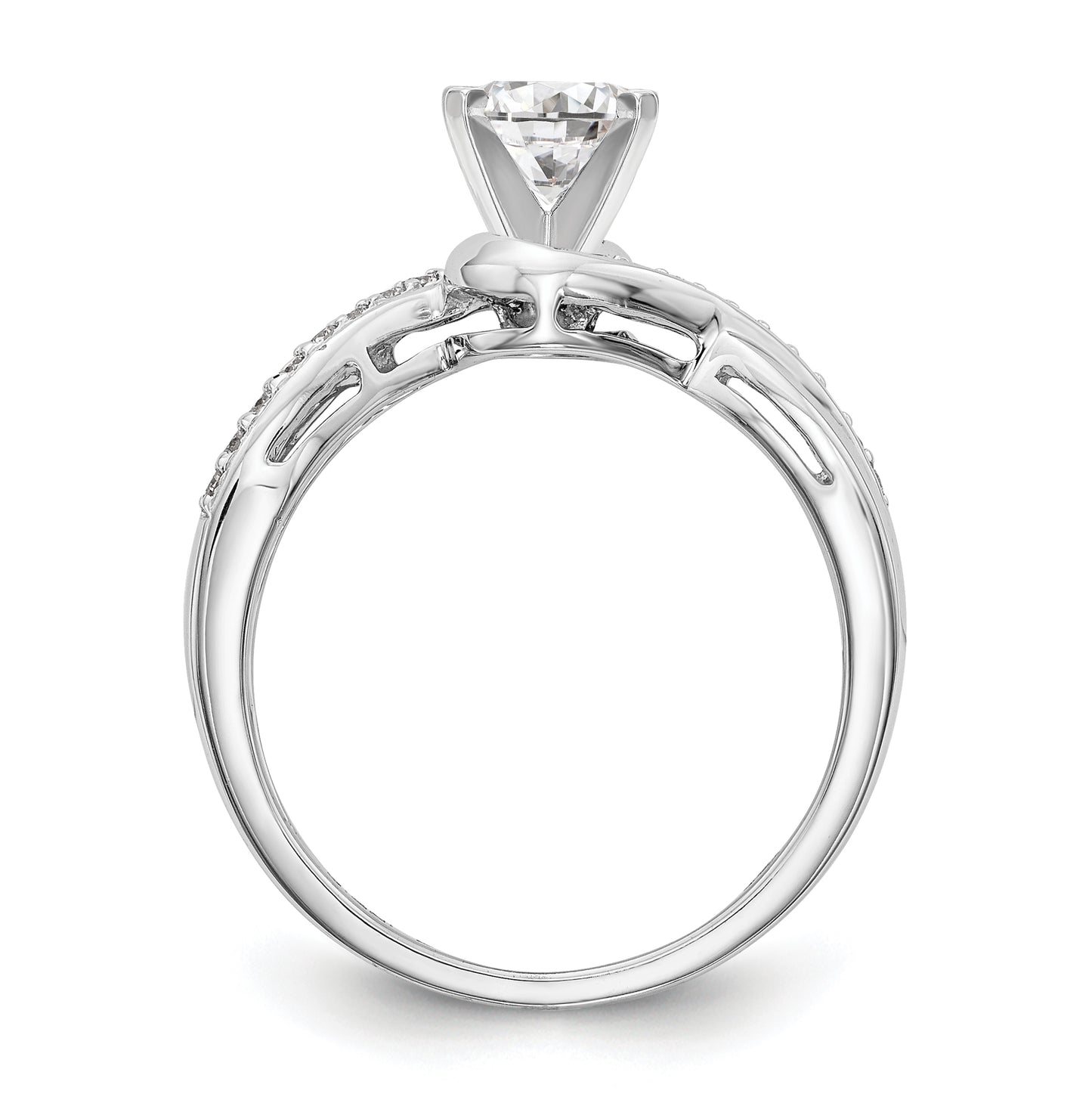 14k White Gold Criss-Cross Peg Set 1/6 carat Diamond Semi-mount Engagement Ring, 2.1 to 4.0 mm (tapered)
