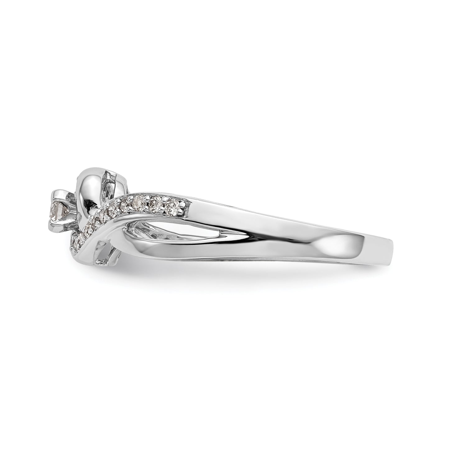 14k White Gold Criss-Cross Peg Set 1/6 carat Diamond Semi-mount Engagement Ring, 2.1 to 4.0 mm (tapered)
