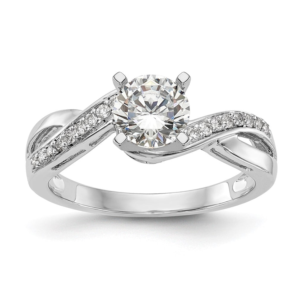 14k White Gold Criss-Cross Peg Set 1/6 carat Diamond Semi-mount Engagement Ring, 2.1 to 4.0 mm (tapered)