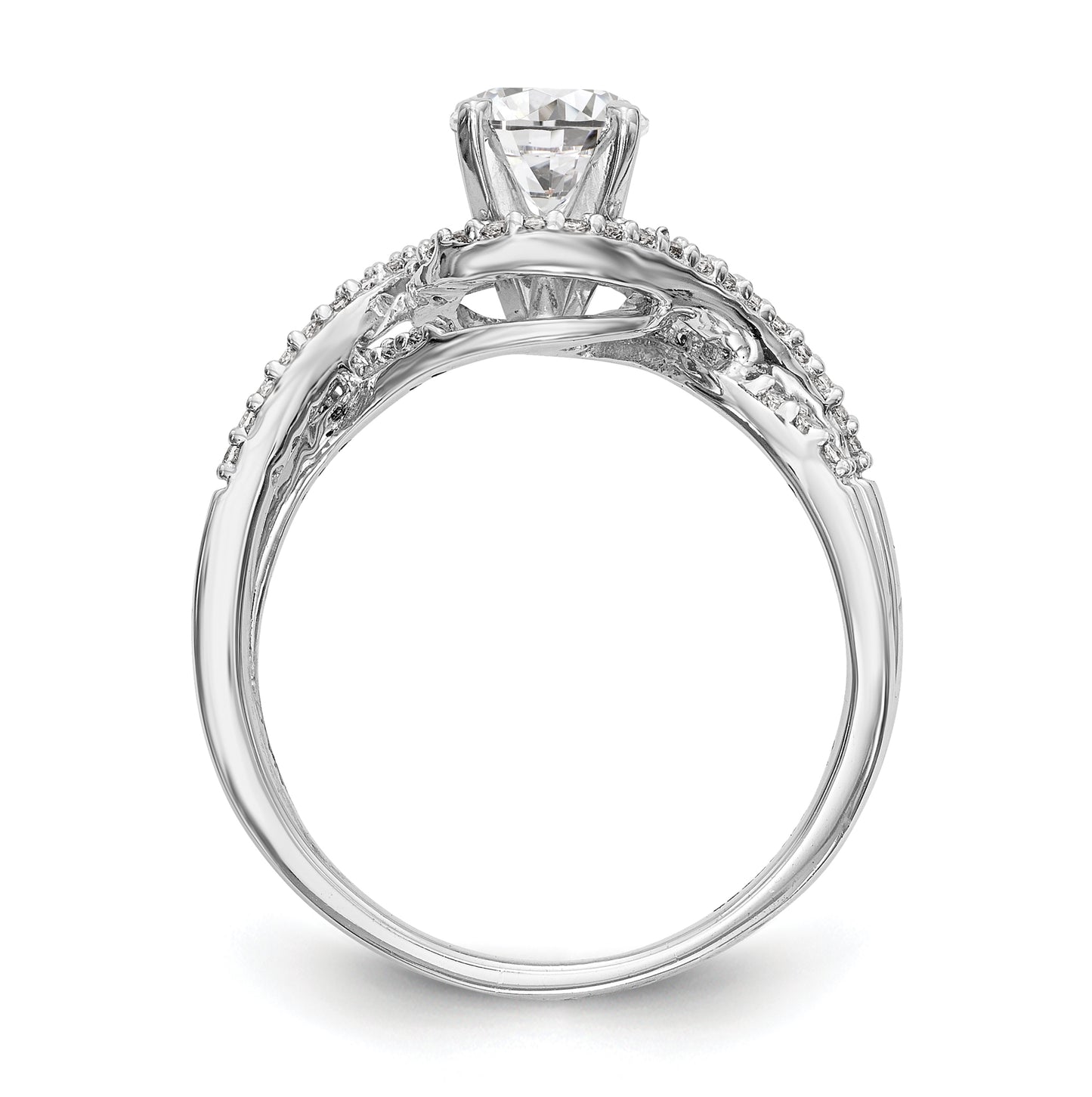14k White Gold Peg-Set Semi-mount Criss-Cross Engagement Ring