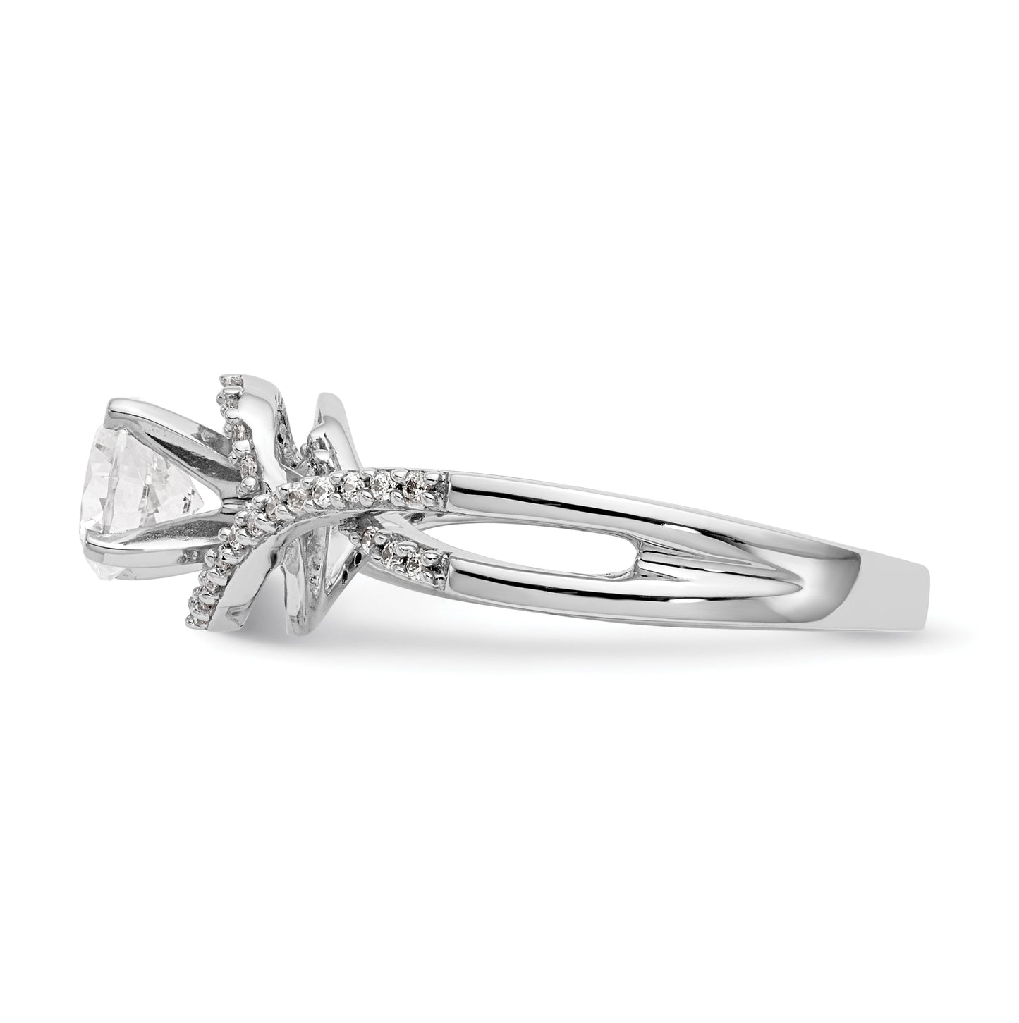 14k White Gold Criss-Cross Peg Set 1/6 carat Diamond Semi-mount Engagement Ring, 2.3 to 3.7 mm (tapered)