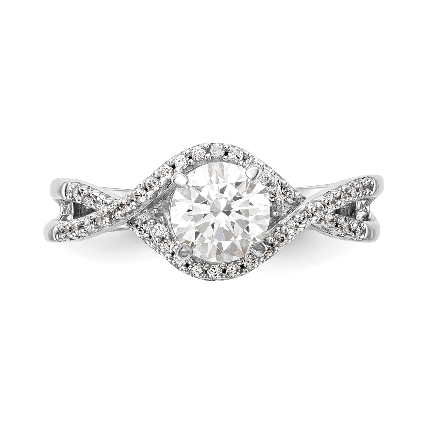 14k White Gold Peg-Set Semi-mount Criss-Cross Engagement Ring