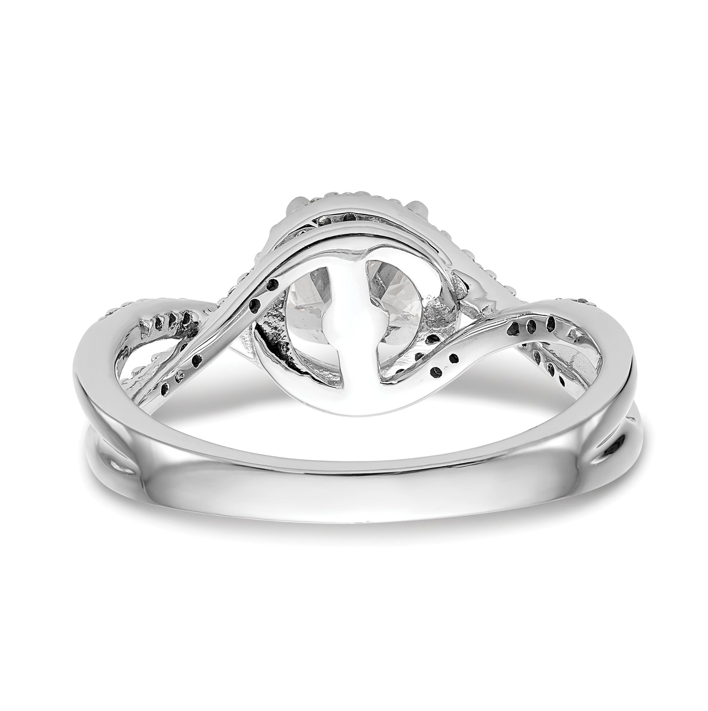 14k White Gold Criss-Cross Peg Set 1/6 carat Diamond Semi-mount Engagement Ring, 2.3 to 3.7 mm (tapered)