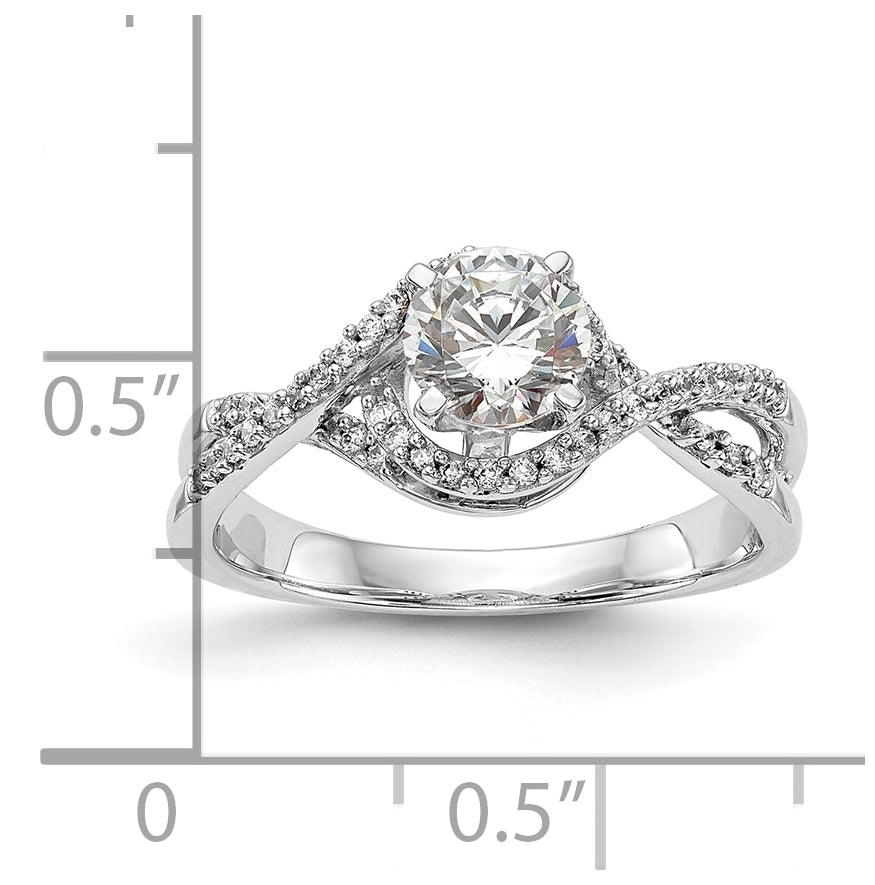 14k White Gold Peg-Set Semi-mount Criss-Cross Engagement Ring
