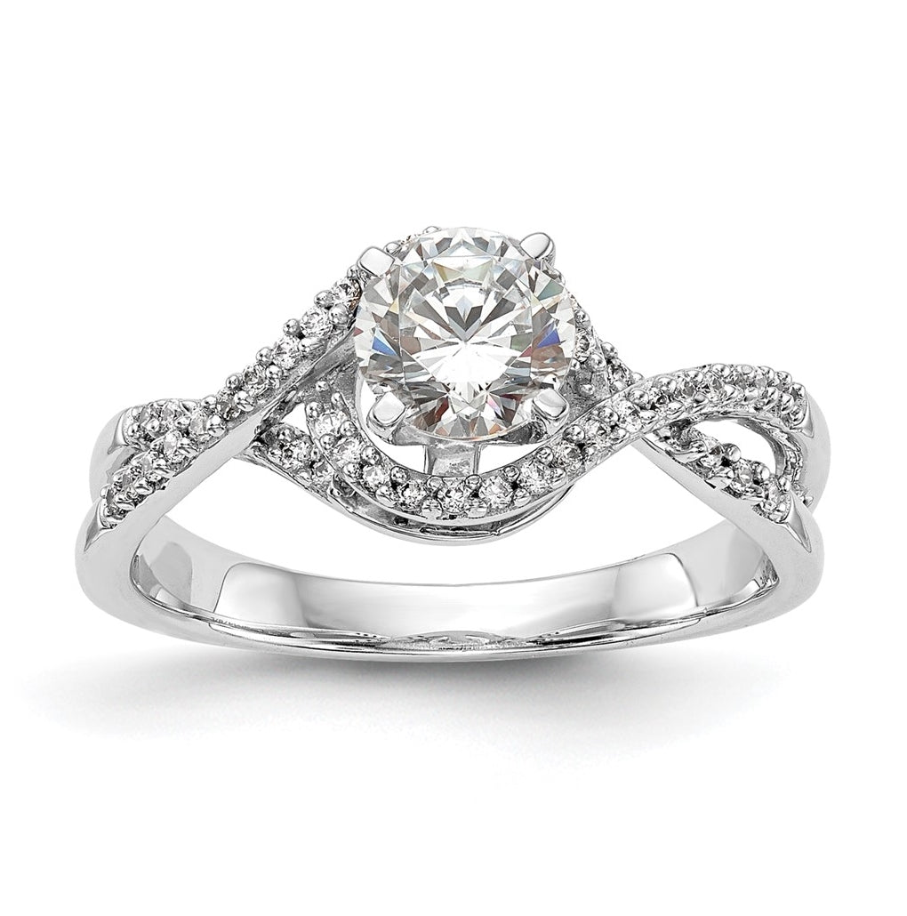 14k White Gold Peg-Set Semi-mount Criss-Cross Engagement Ring