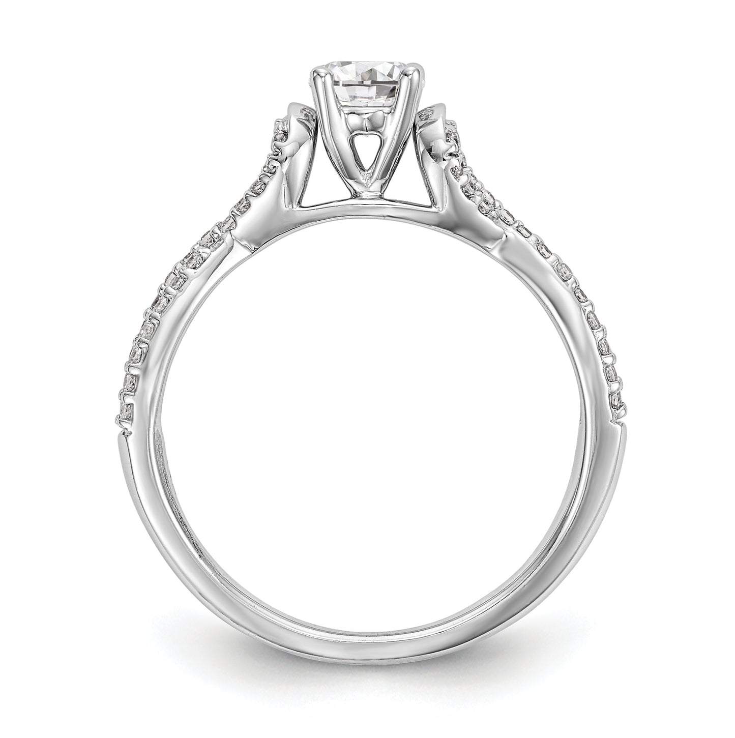 14k White Gold Criss-Cross Peg Set 1/4 carat Diamond Semi-mount Engagement Ring