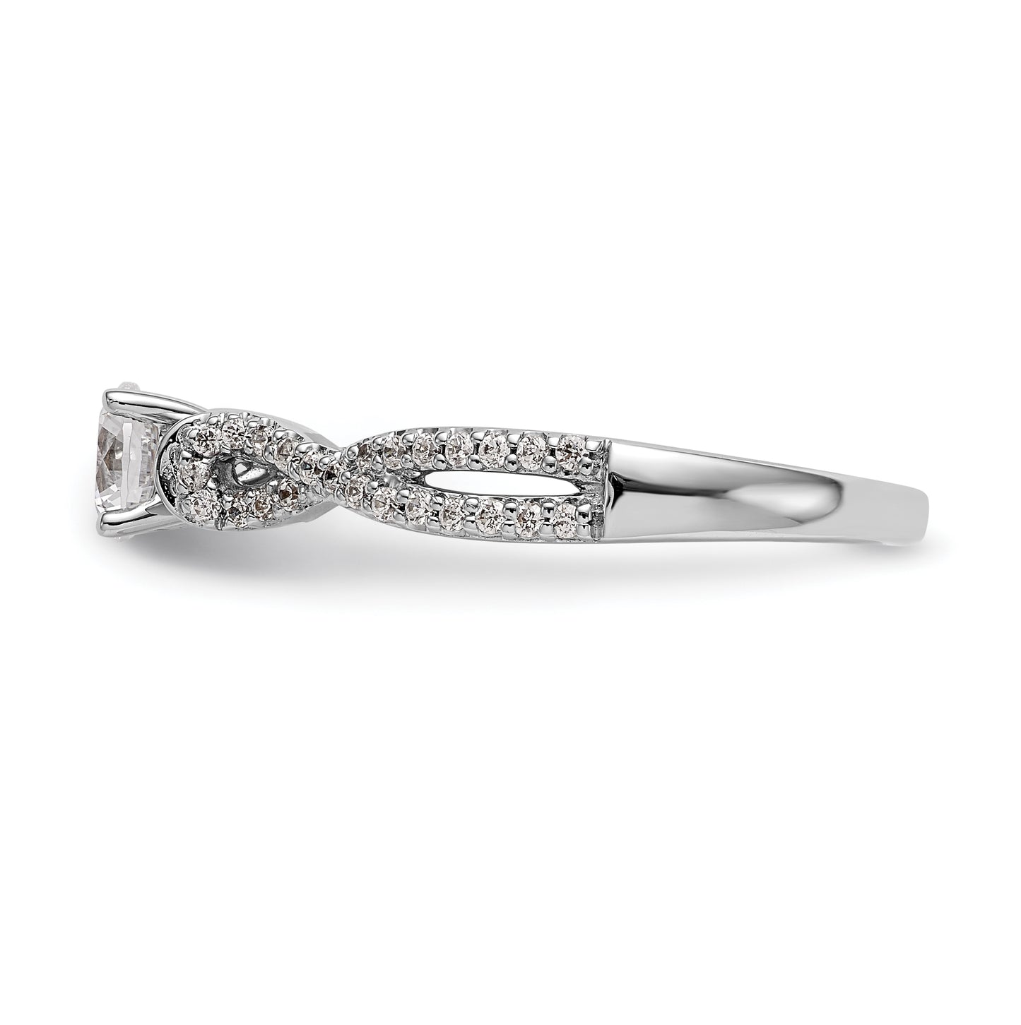 14k White Gold Criss-Cross Peg Set 1/4 carat Diamond Semi-mount Engagement Ring