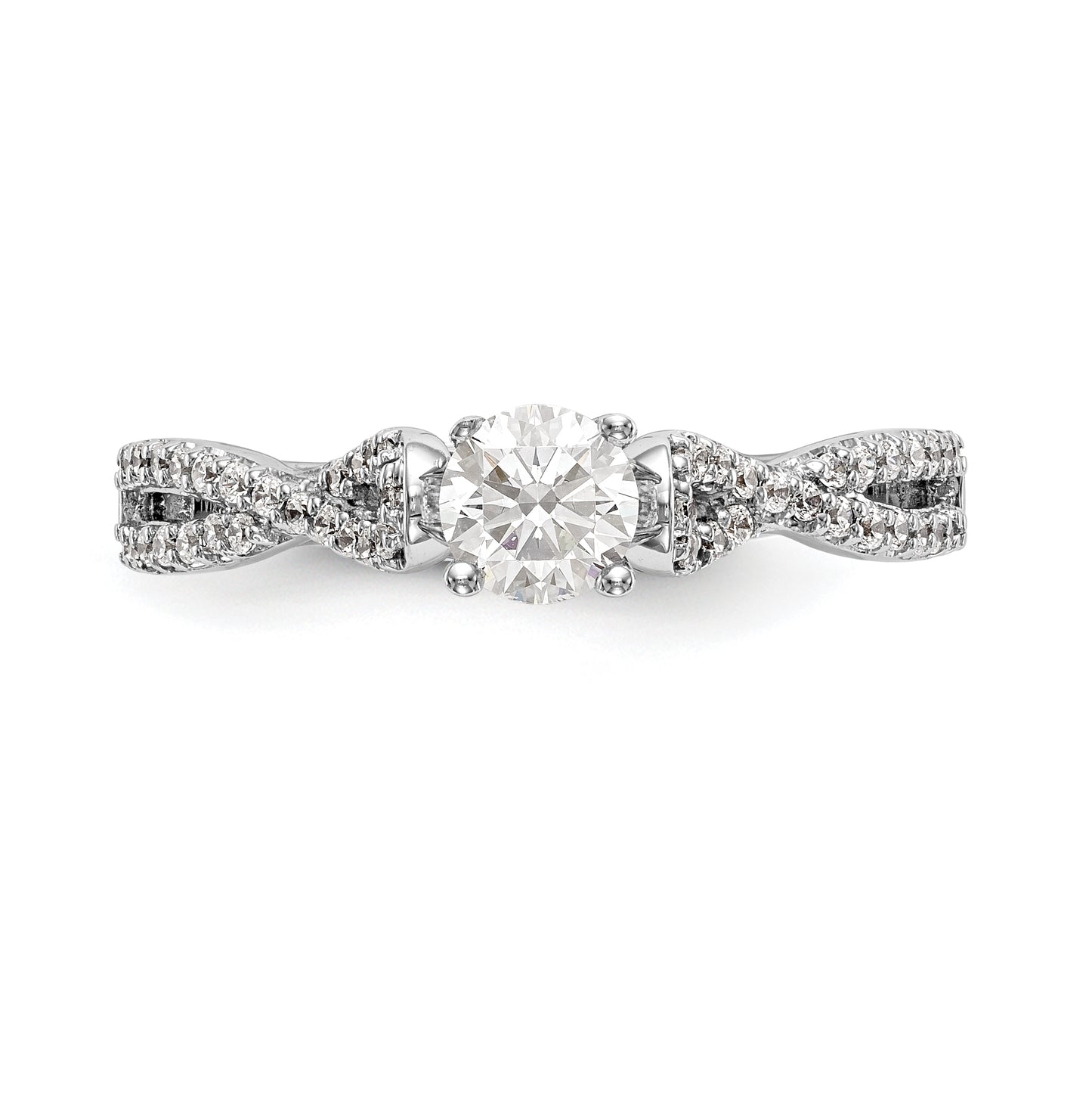 14k White Gold Criss-Cross Peg Set 1/4 carat Diamond Semi-mount Engagement Ring