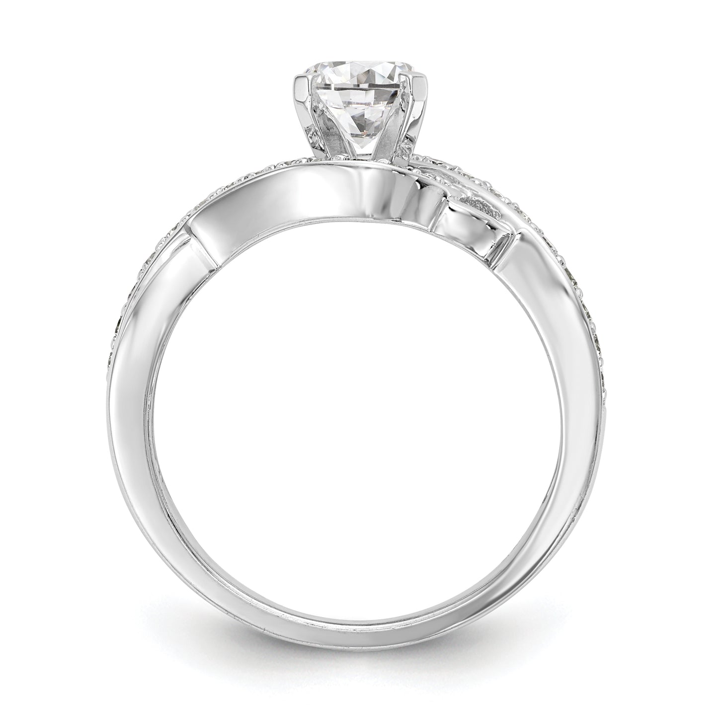 14k White Gold Criss-Cross Peg-Set 1/3 carat Diamond Semi-mount Engagement Ring
