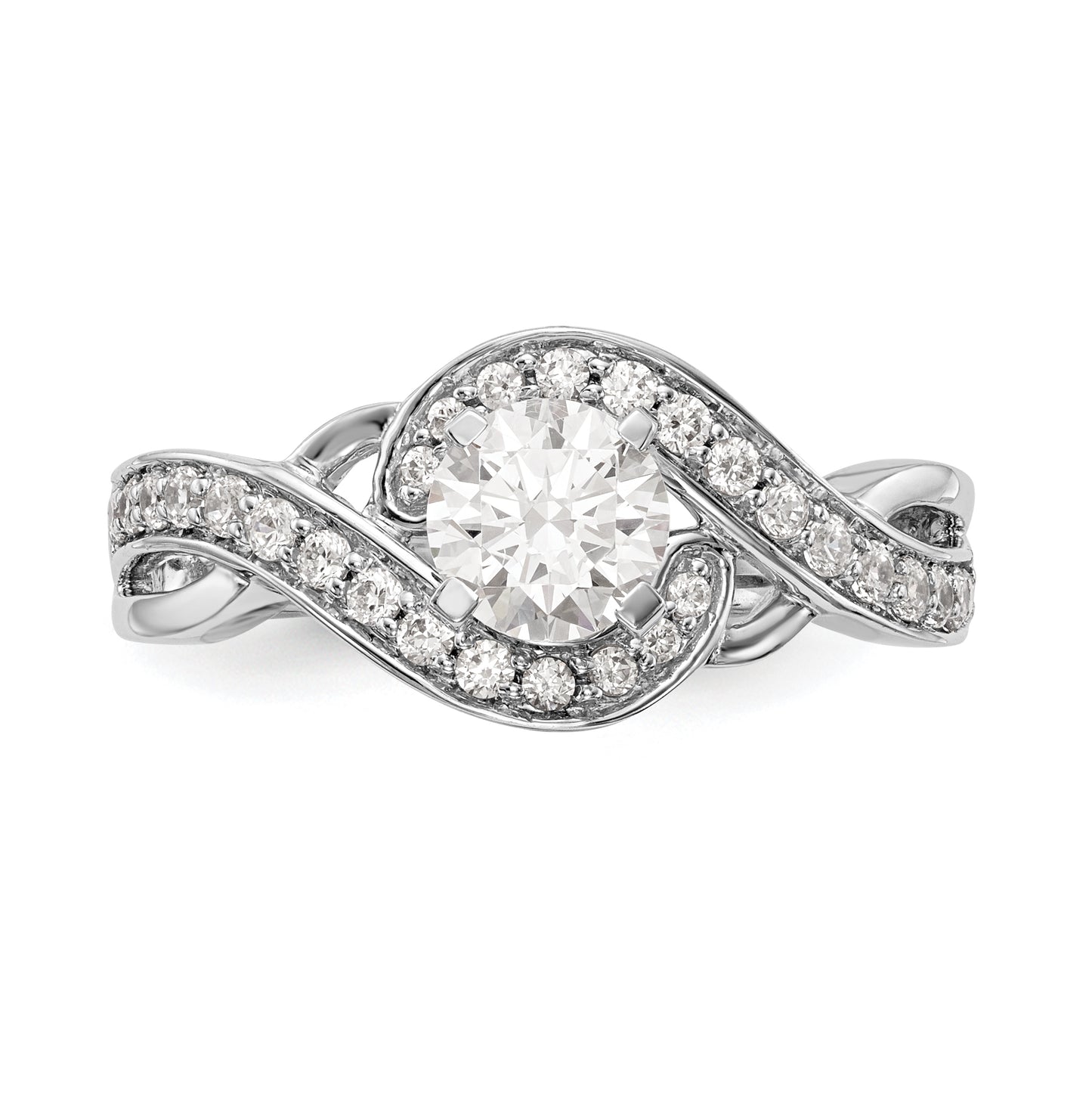 14k White Gold Criss-Cross Peg-Set 1/3 carat Diamond Semi-mount Engagement Ring