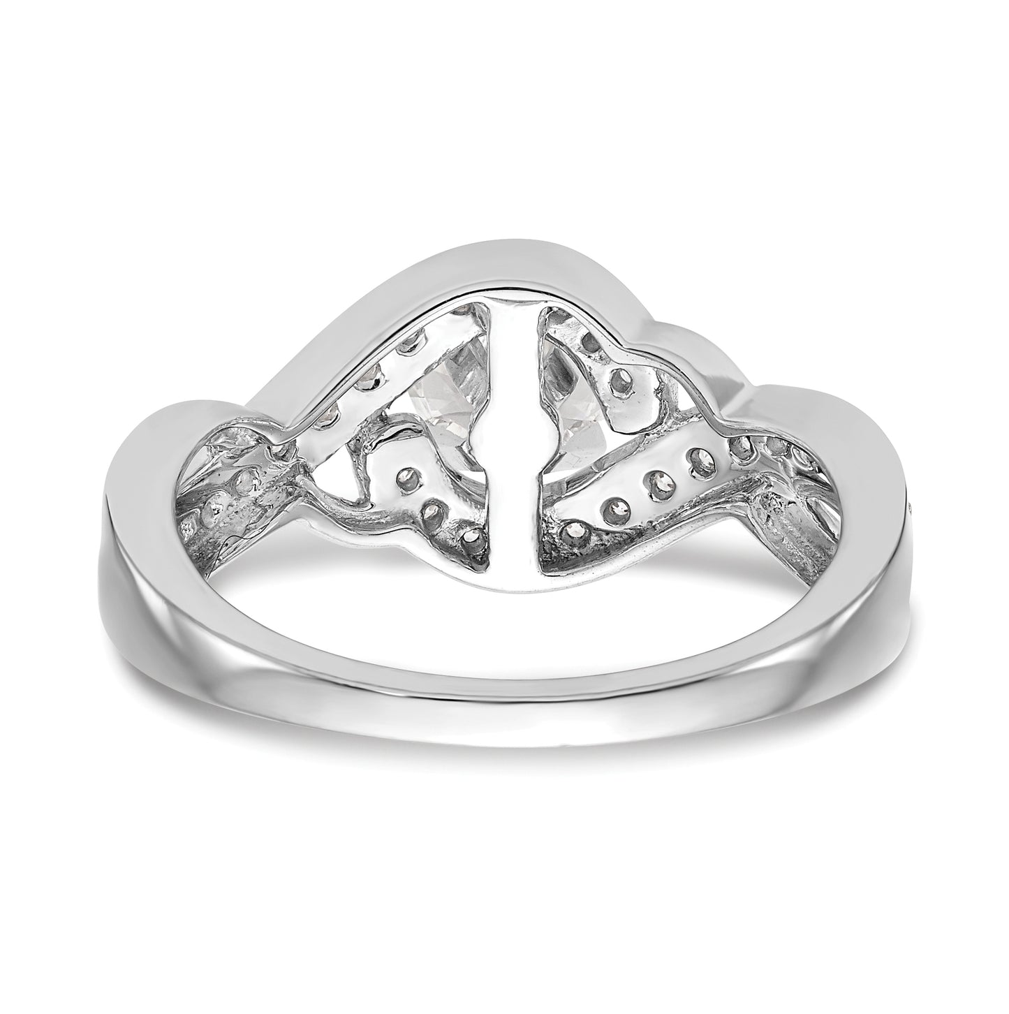 14k White Gold Criss-Cross Peg-Set 1/3 carat Diamond Semi-mount Engagement Ring