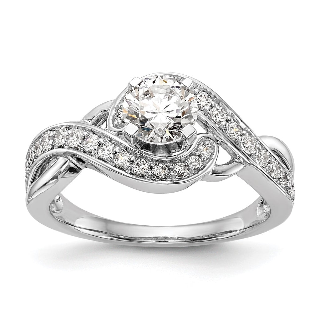 14k White Gold Criss-Cross Peg-Set 1/3 carat Diamond Semi-mount Engagement Ring