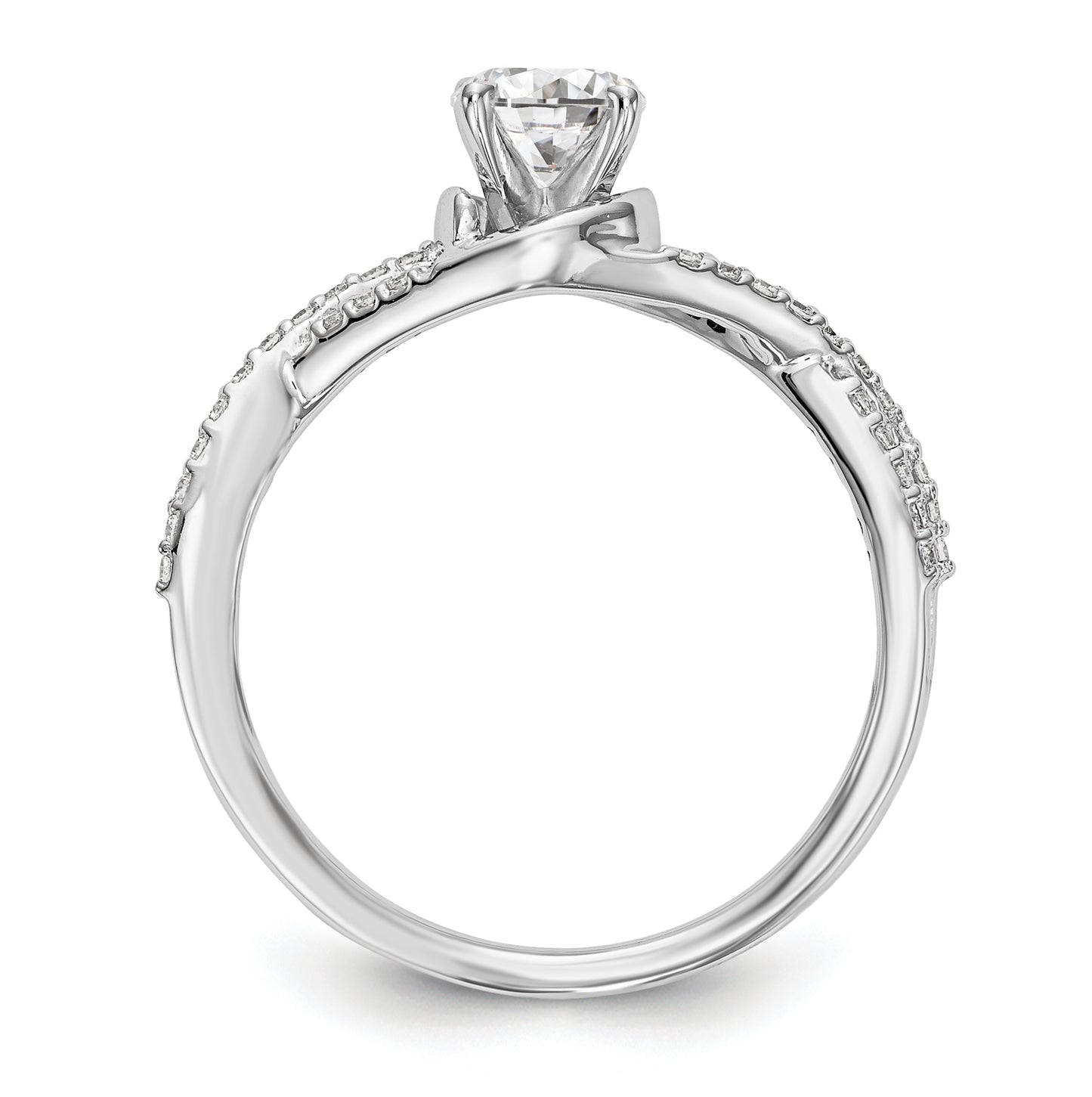 14k White Gold Criss-Cross Peg Set 1/6 carat Diamond Semi-mount Engagement Ring