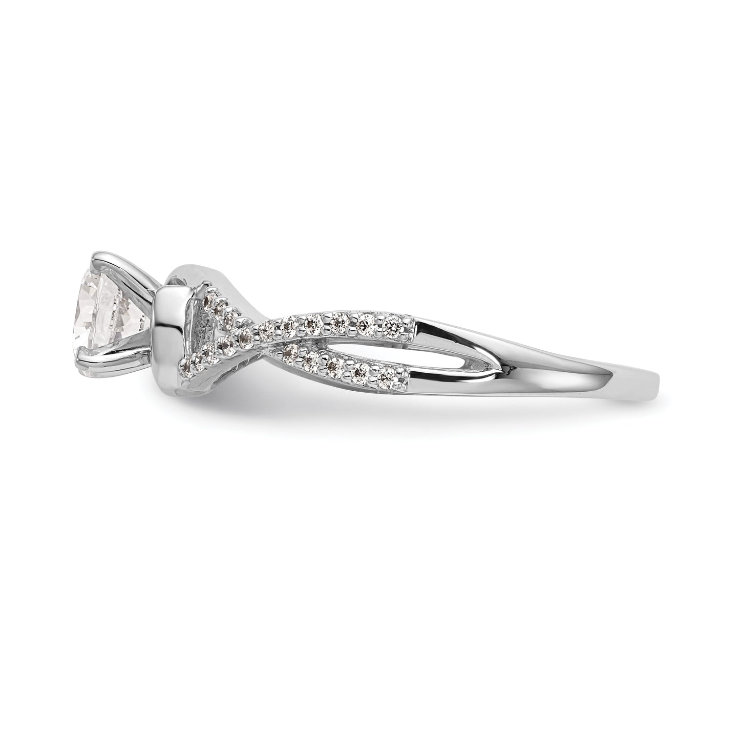 14k White Gold Criss-Cross Peg Set 1/6 carat Diamond Semi-mount Engagement Ring