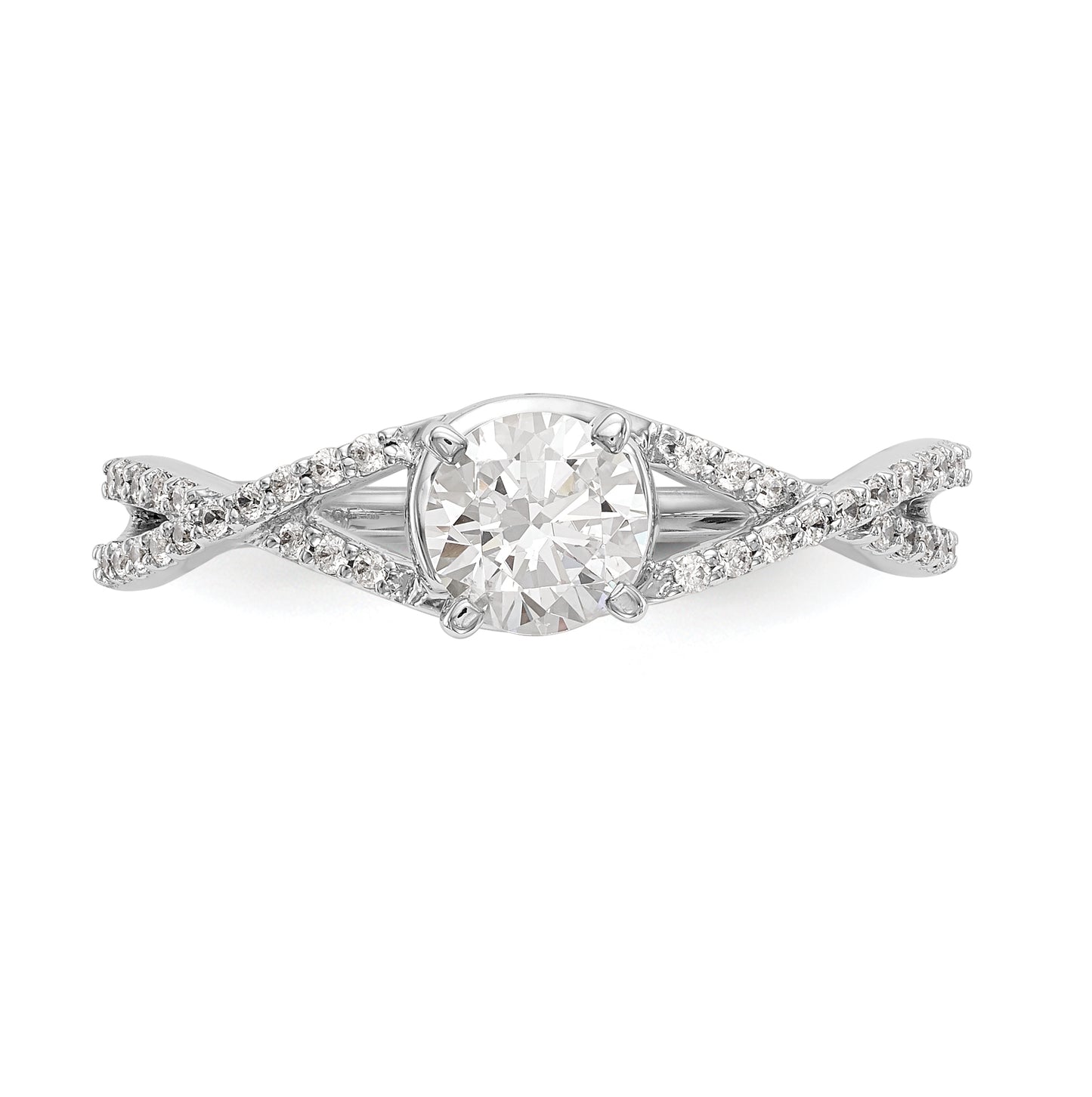 14k White Gold Criss-Cross Peg Set 1/6 carat Diamond Semi-mount Engagement Ring