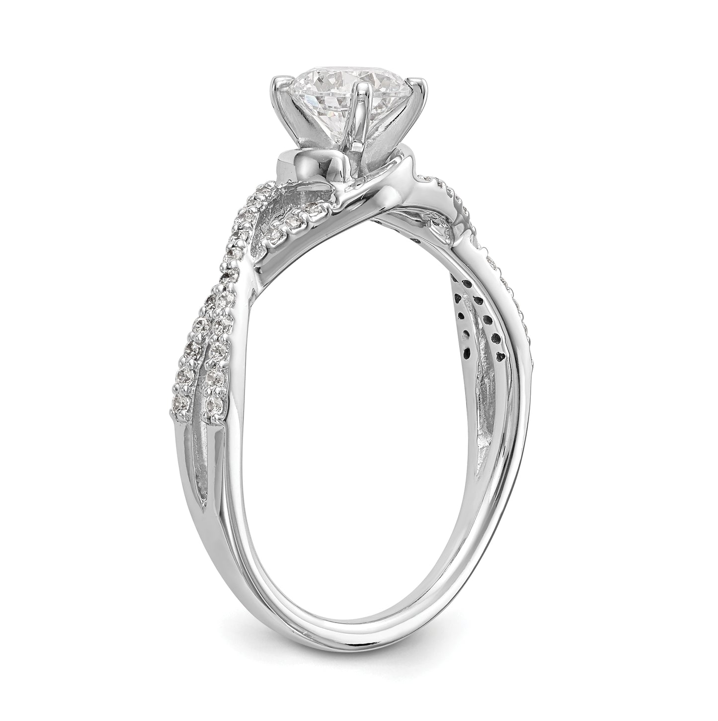 14k White Gold Criss-Cross Peg Set 1/6 carat Diamond Semi-mount Engagement Ring
