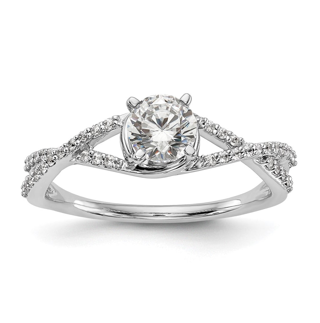 14k White Gold Criss-Cross Peg Set 1/6 carat Diamond Semi-mount Engagement Ring