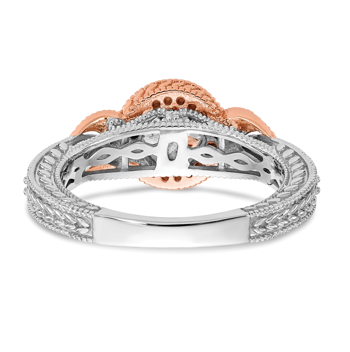 14k Two-tone Criss-Cross Peg Set 1/4 carat Diamond Semi-mount Engagement Ring