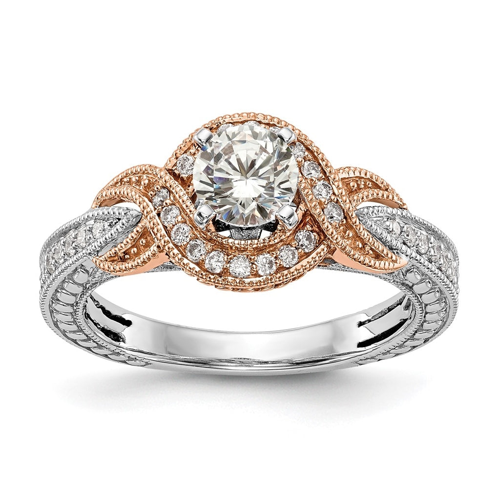 14k Two-tone Criss-Cross Peg Set 1/4 carat Diamond Semi-mount Engagement Ring