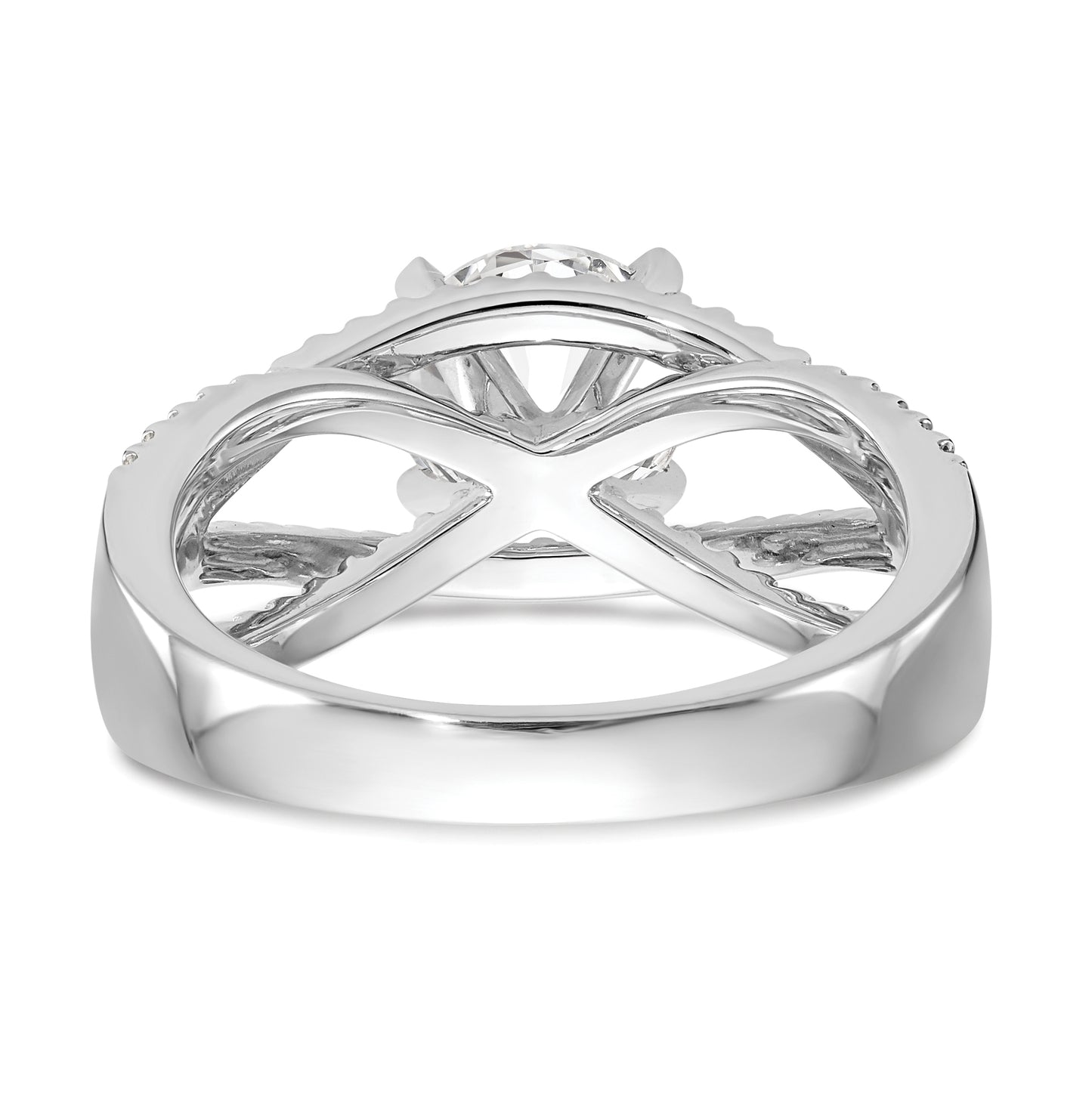 14k White Gold Criss-Cross Peg Set 3/8 carat Diamond Semi-mount Engagement Ring, 2.5 to 7.6 mm (tapered)