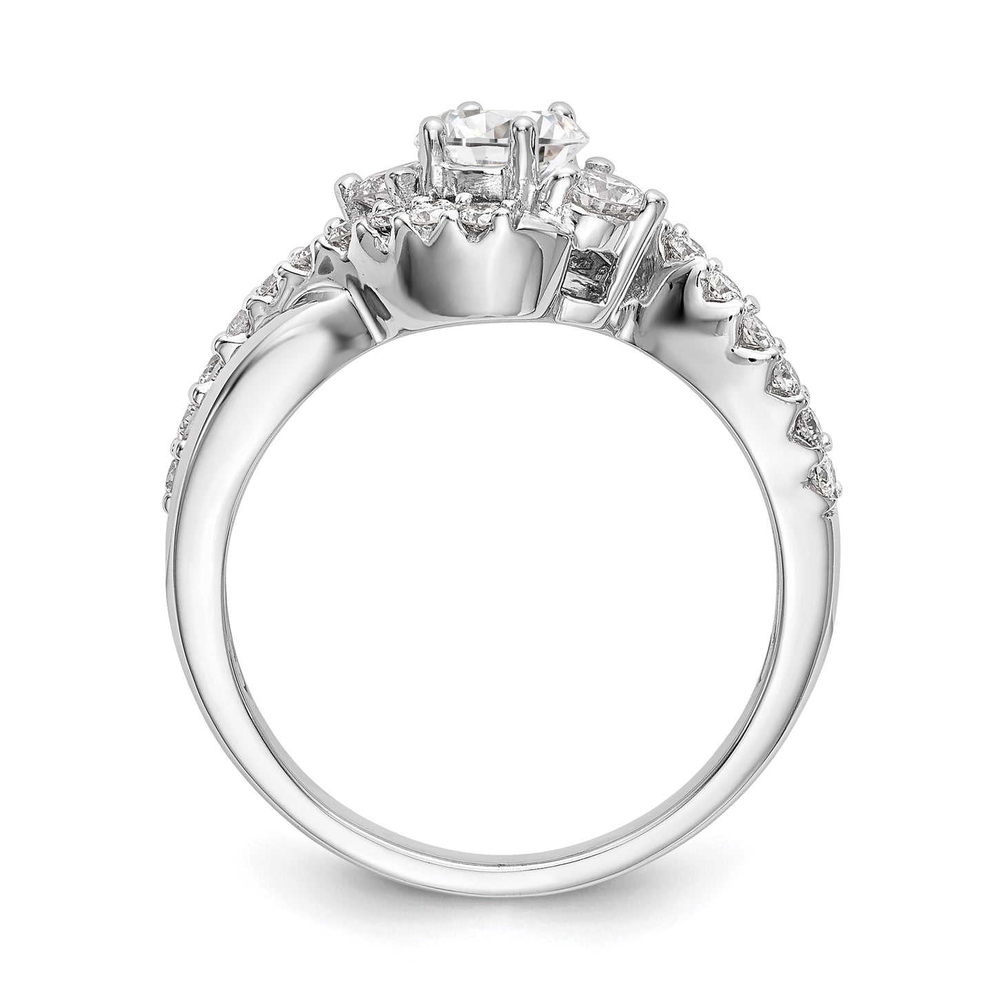 14k White Gold Criss-Cross Peg Set 1/2 carat Diamond Semi-mount Engagement Ring