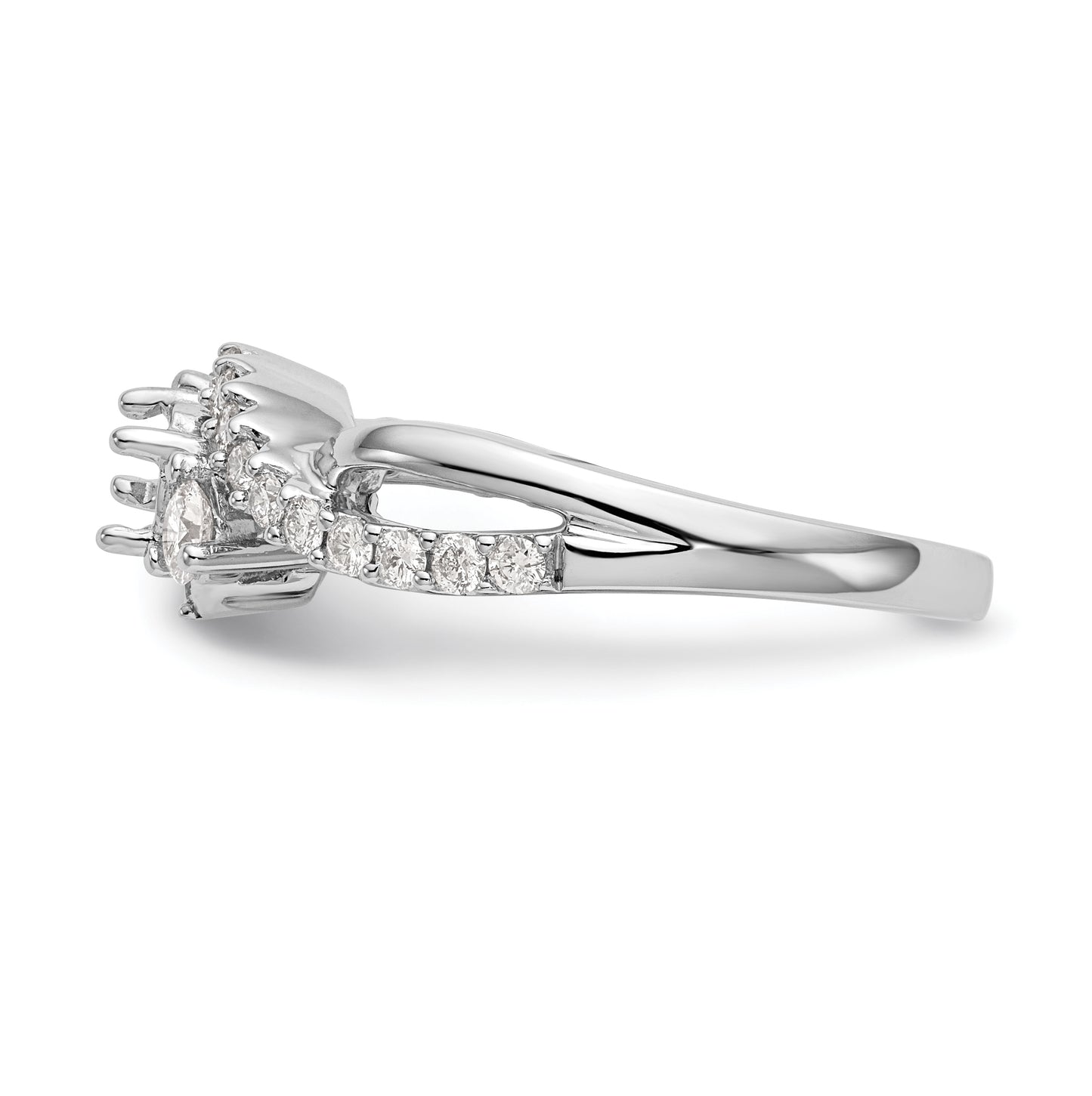 14k White Gold Criss-Cross Peg Set 1/2 carat Diamond Semi-mount Engagement Ring