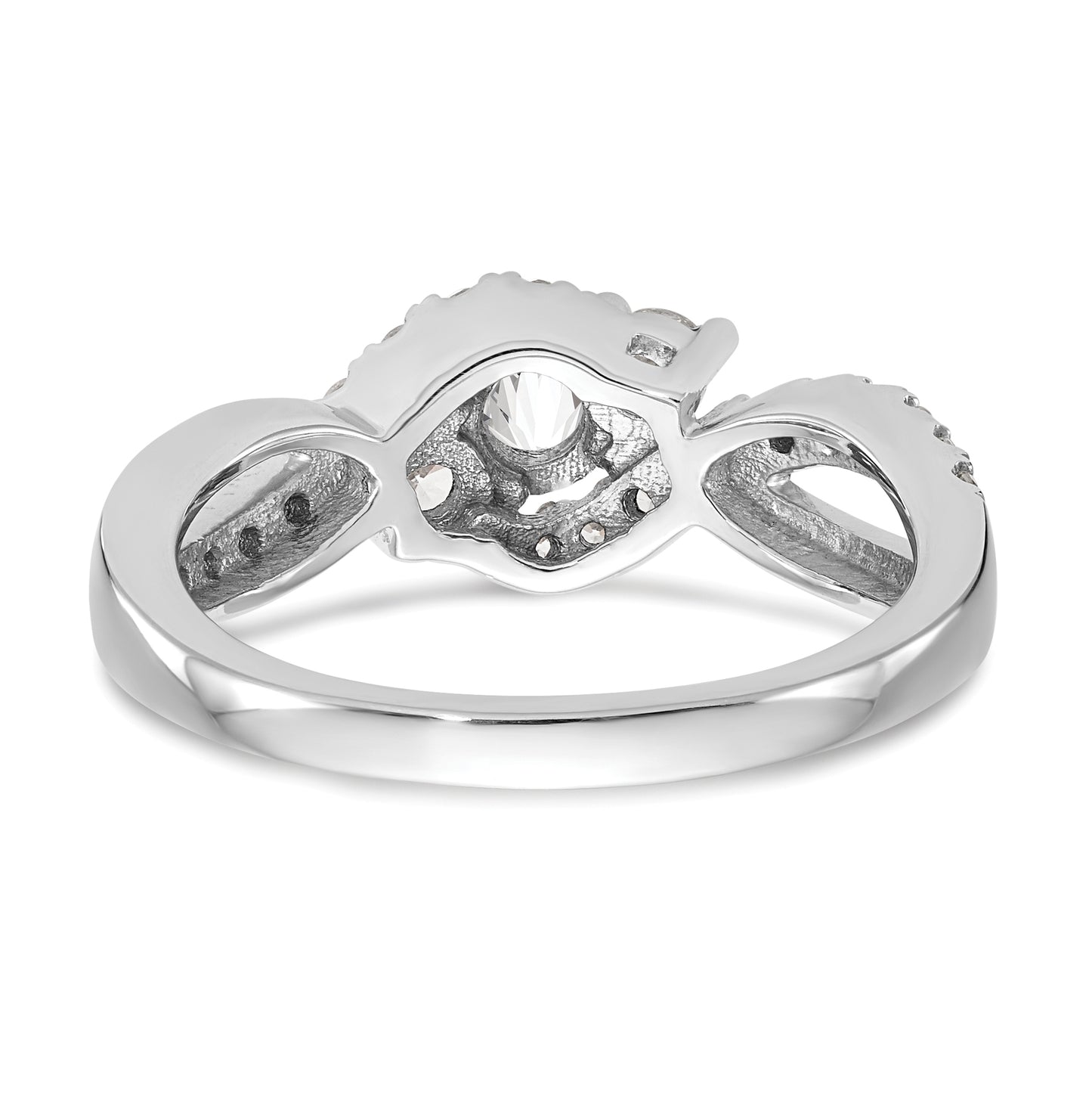 14k White Gold Criss-Cross Peg Set 1/2 carat Diamond Semi-mount Engagement Ring