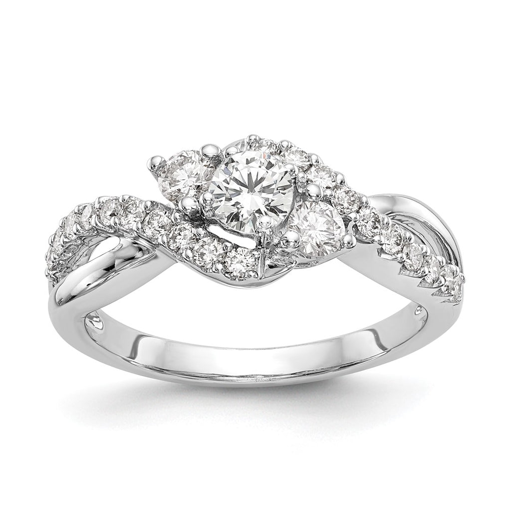 14k White Gold Criss-Cross Peg Set 1/2 carat Diamond Semi-mount Engagement Ring