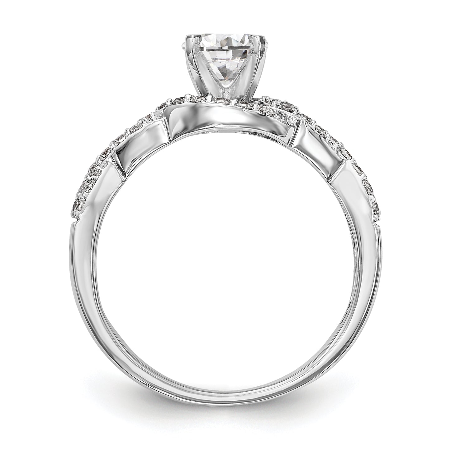 14k White Gold Criss-Cross Peg Set 1/3 carat Diamond Semi-mount Engagement Ring